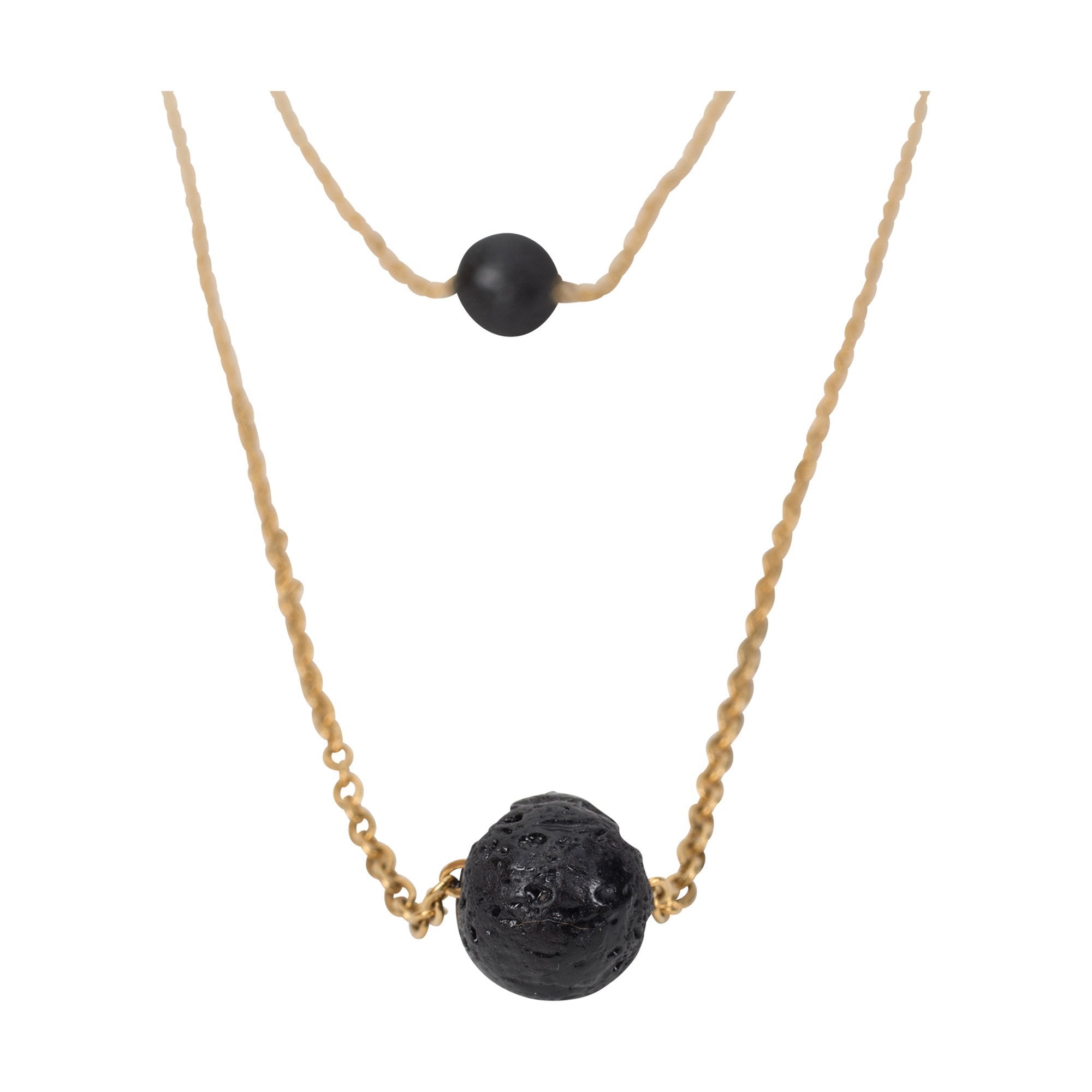 Serina & Company Double - Strapped Luxury Golden Stainless Steel Aromatherapy Lava Necklace