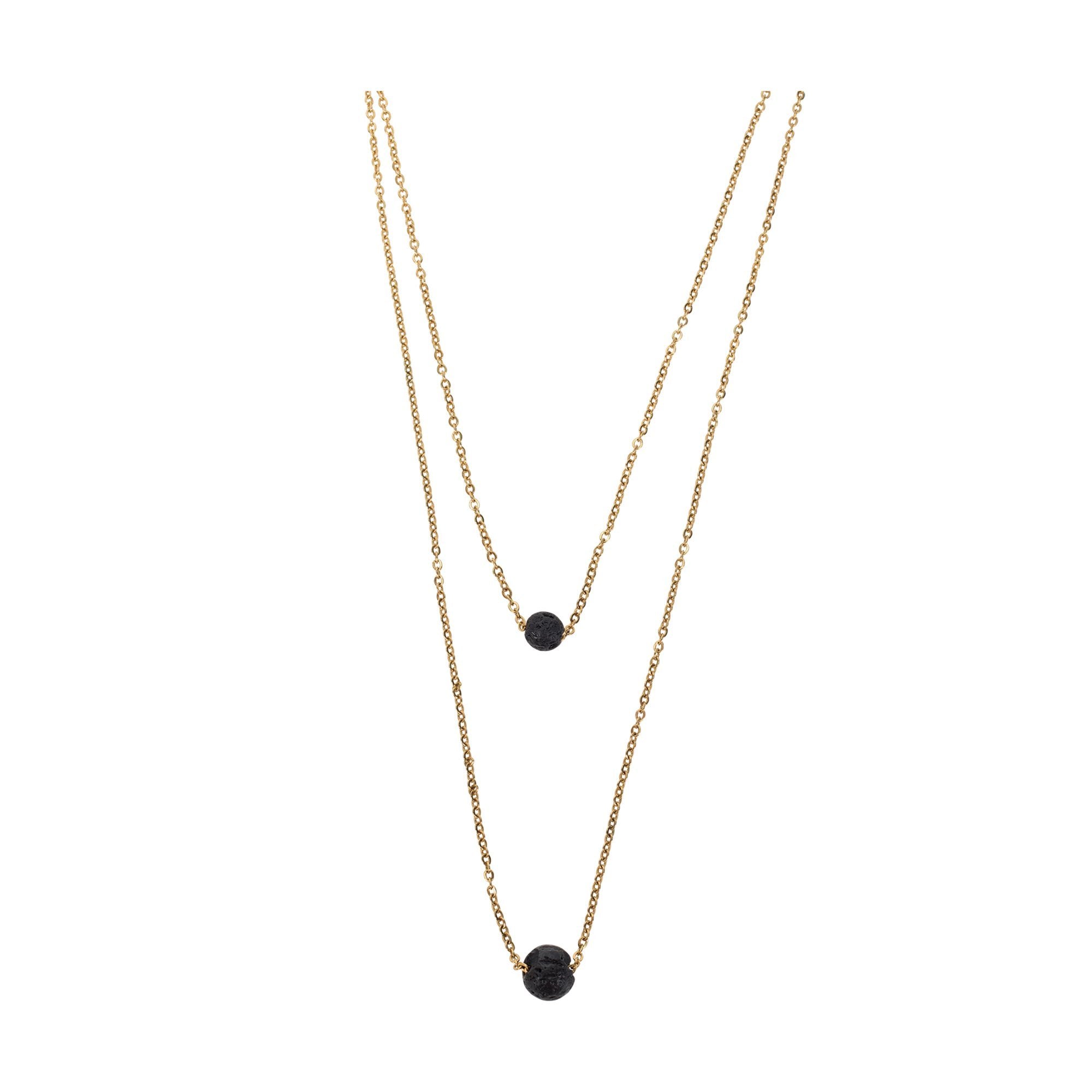 Serina & Company Double - Strapped Luxury Golden Stainless Steel Aromatherapy Lava Necklace