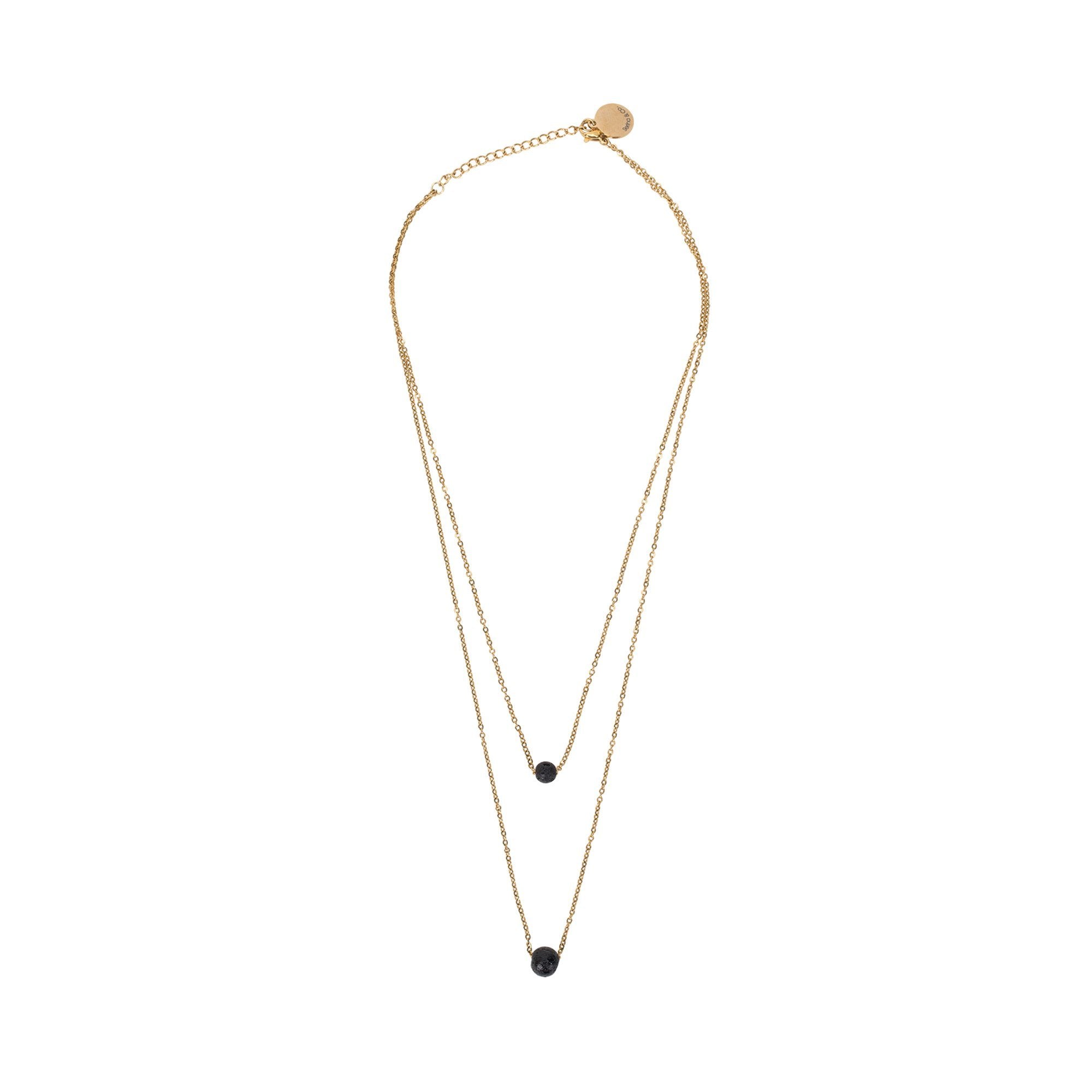 Serina & Company Double - Strapped Luxury Golden Stainless Steel Aromatherapy Lava Necklace
