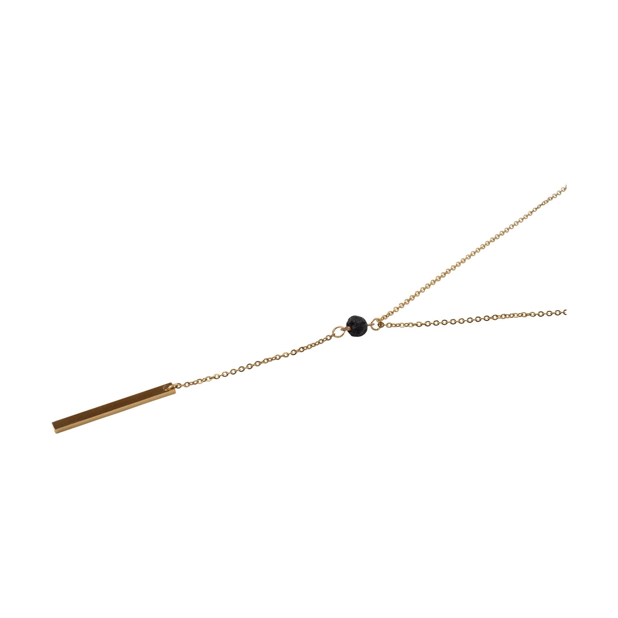 Serina & Company Stylish Golden Stainless Steel Bar Lava Aromatherapy Necklace