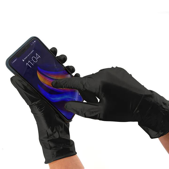 Colortrak Midnight Black Nitrile Gloves, 100 Count, Ideal for Stylists