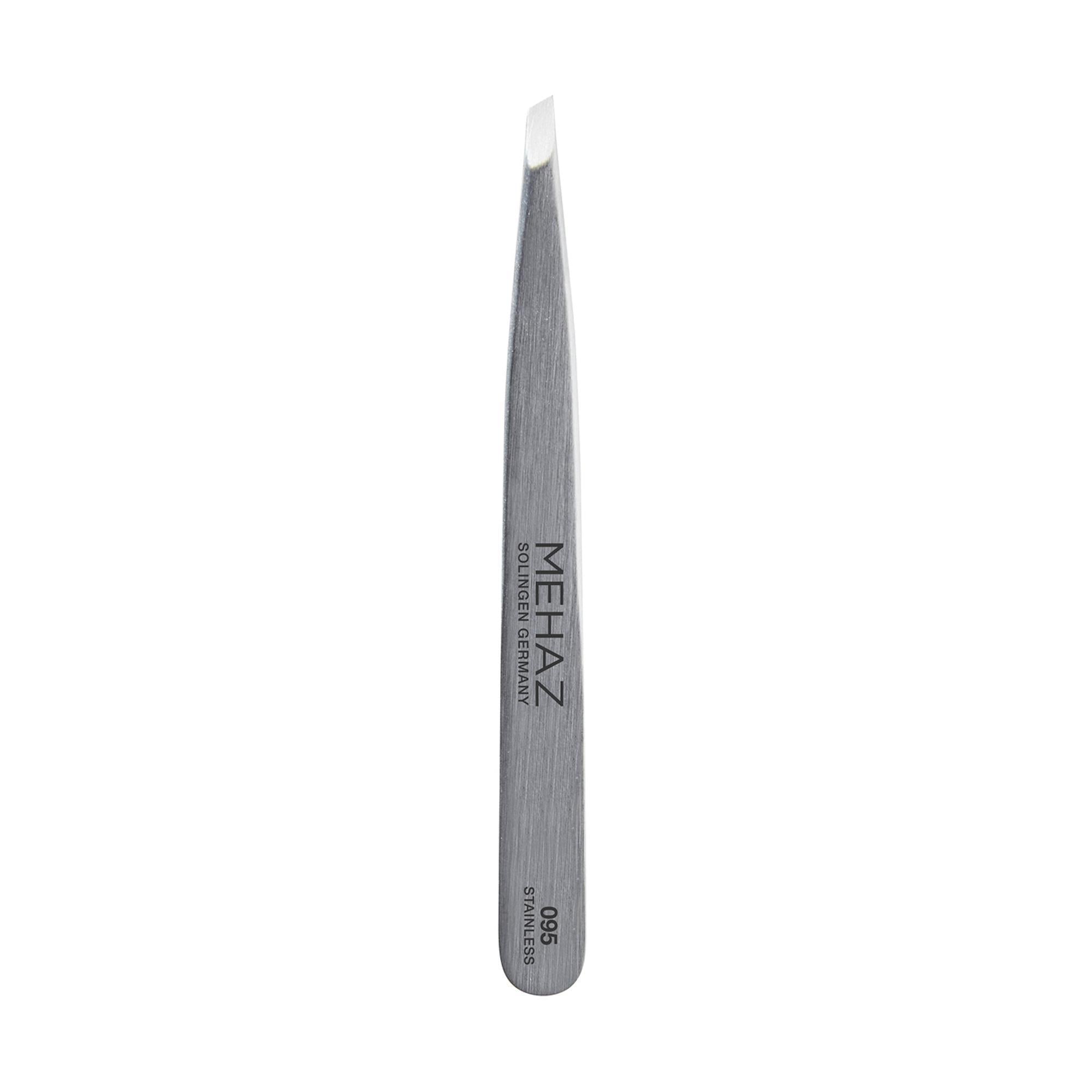 Mehaz 4-Inch Slanted Stainless Steel Tweezers for Eyebrow Shaping