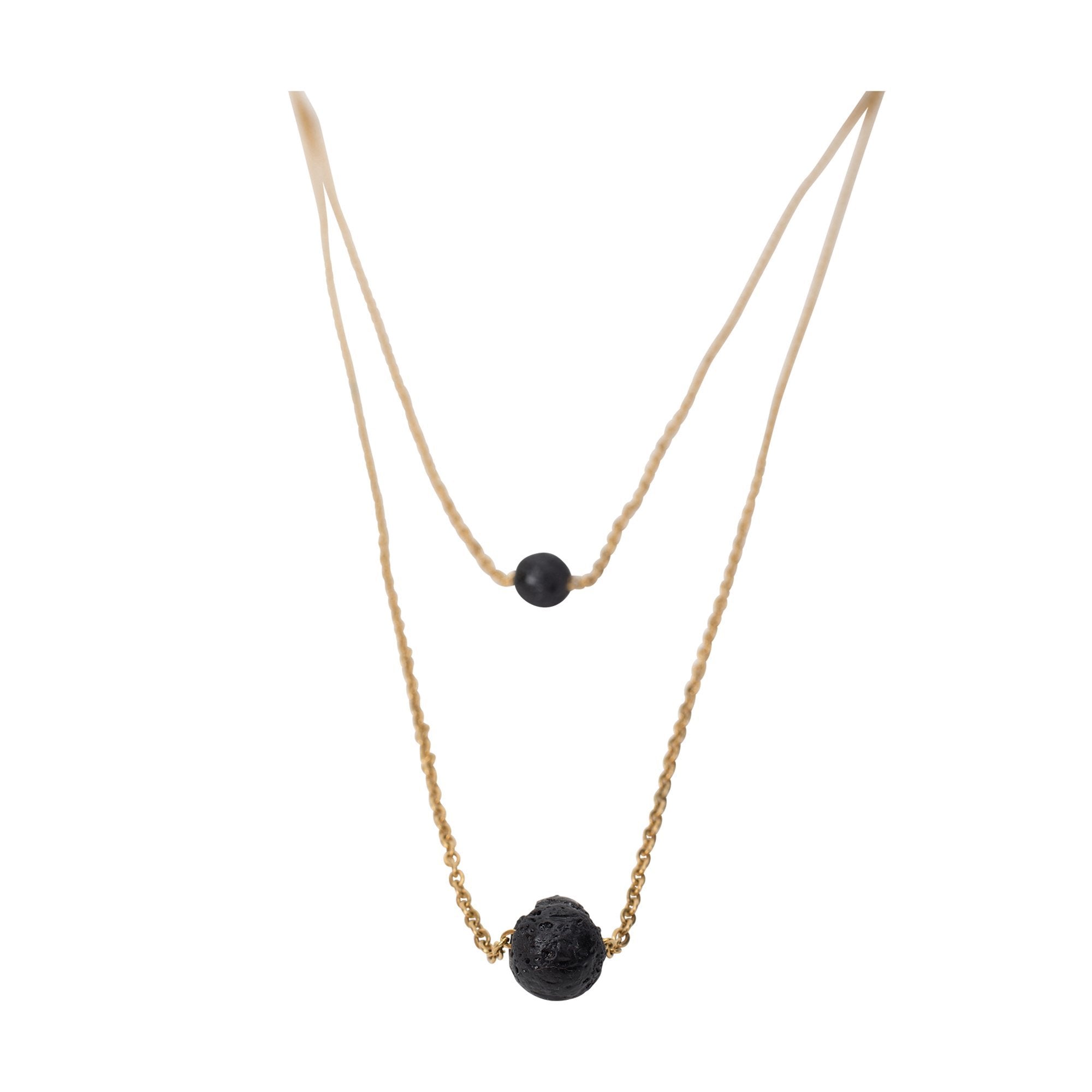 Serina & Company Double - Strapped Luxury Golden Stainless Steel Aromatherapy Lava Necklace