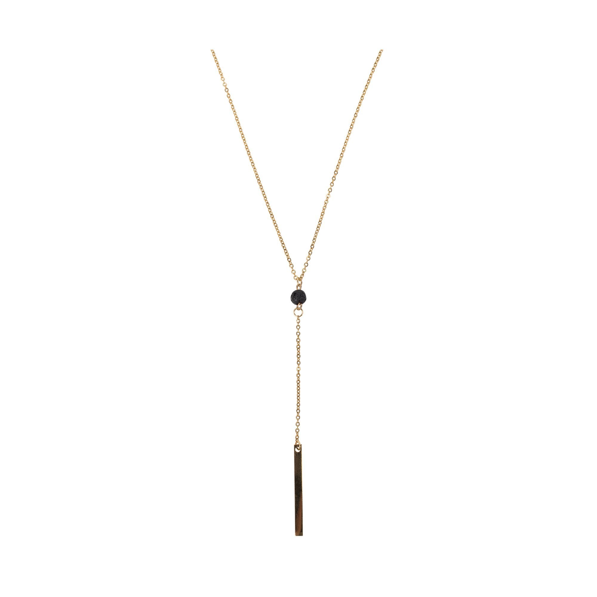 Serina & Company Stylish Golden Stainless Steel Bar Lava Aromatherapy Necklace