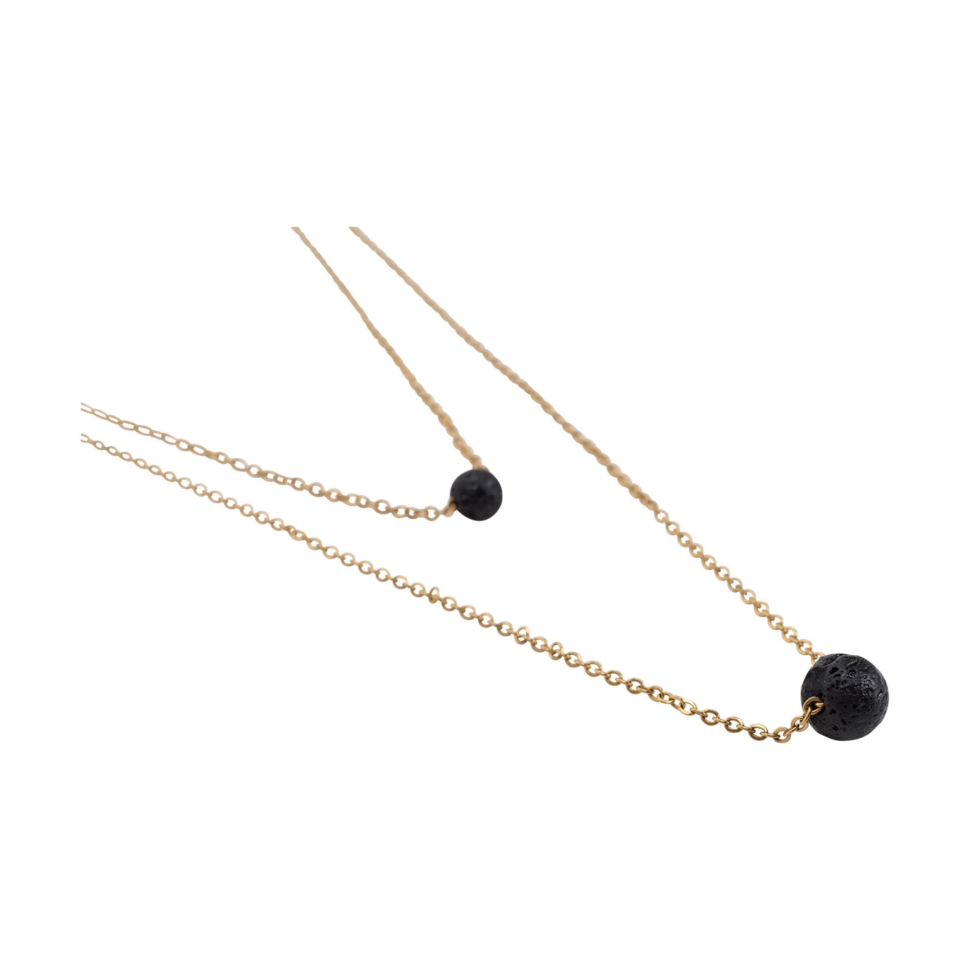 Serina & Company Double - Strapped Luxury Golden Stainless Steel Aromatherapy Lava Necklace