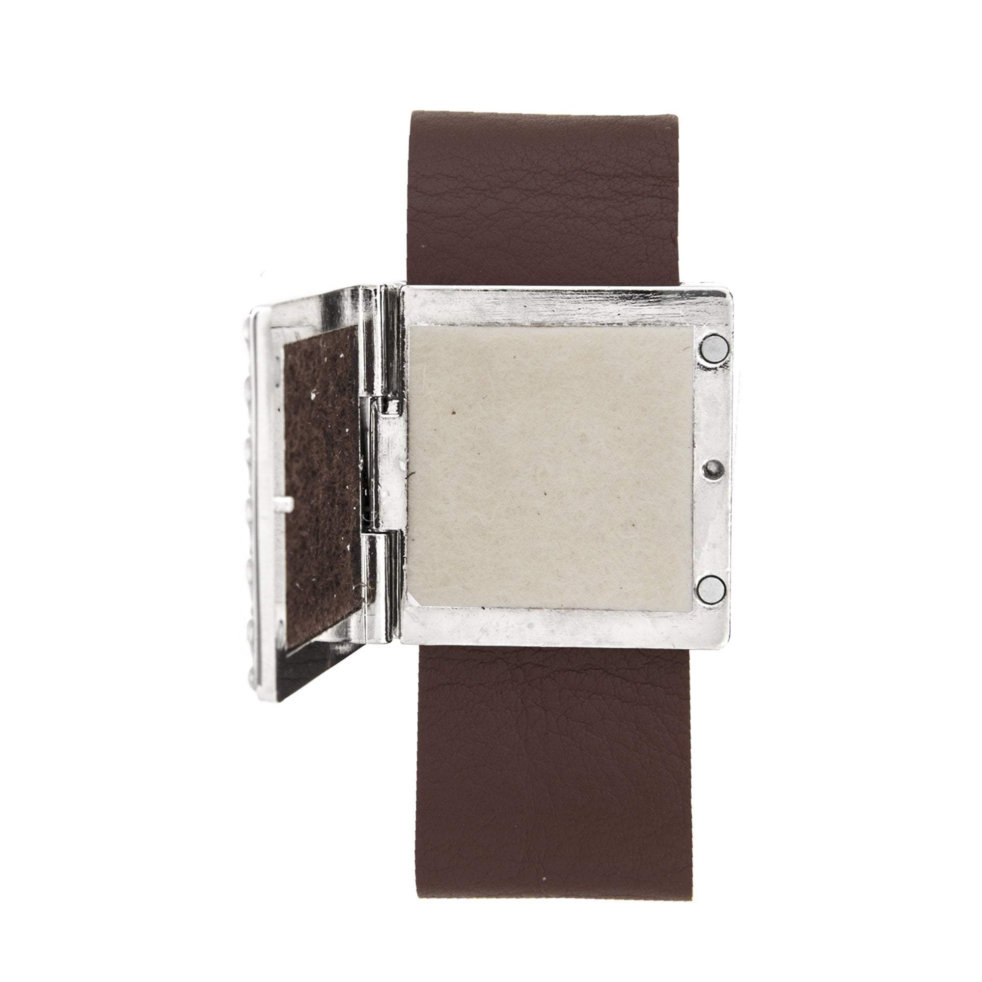 Serina and Company Signature Aromatherapy Locket Bracelet in Brown Leather Strap