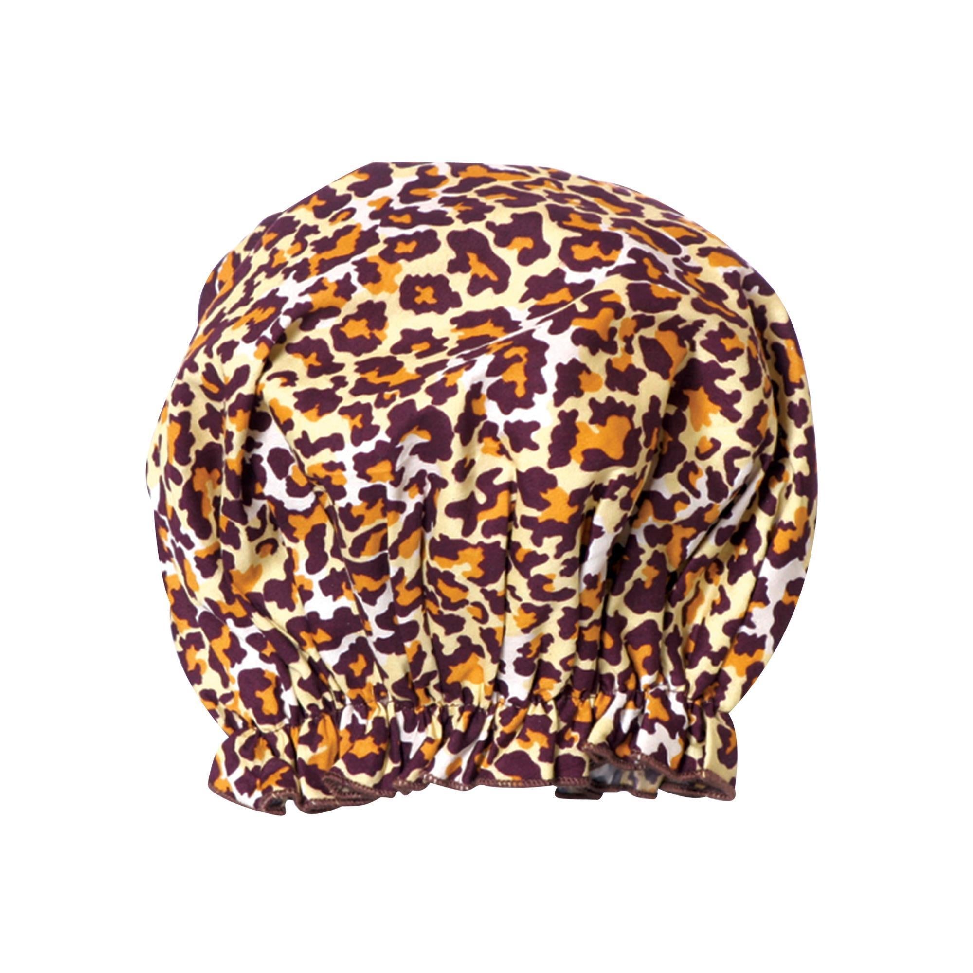 Adorable Leopard-Print Spa Sister Waterproof Cotton Bouffant Shower Cap