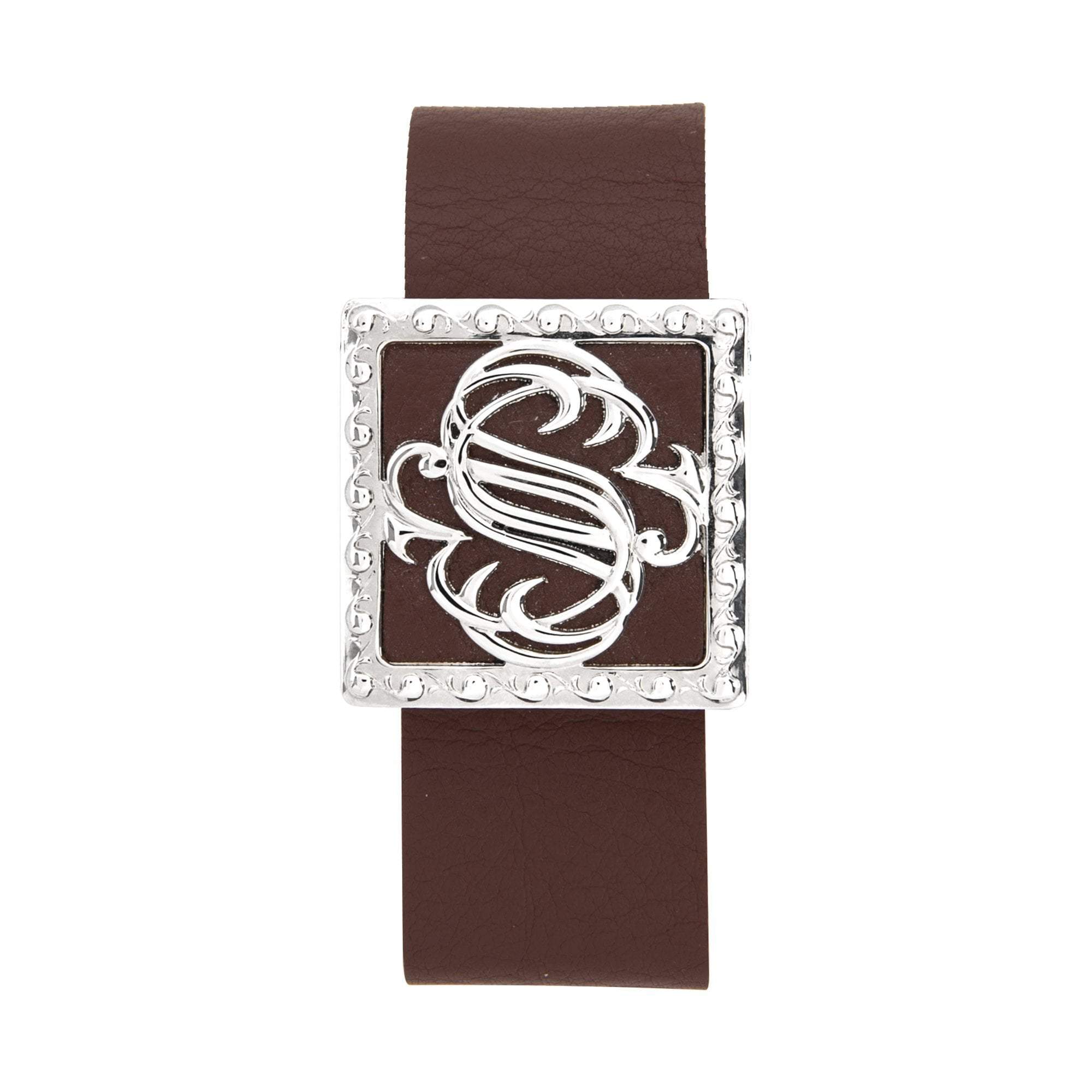 Serina and Company Signature Aromatherapy Locket Bracelet in Brown Leather Strap