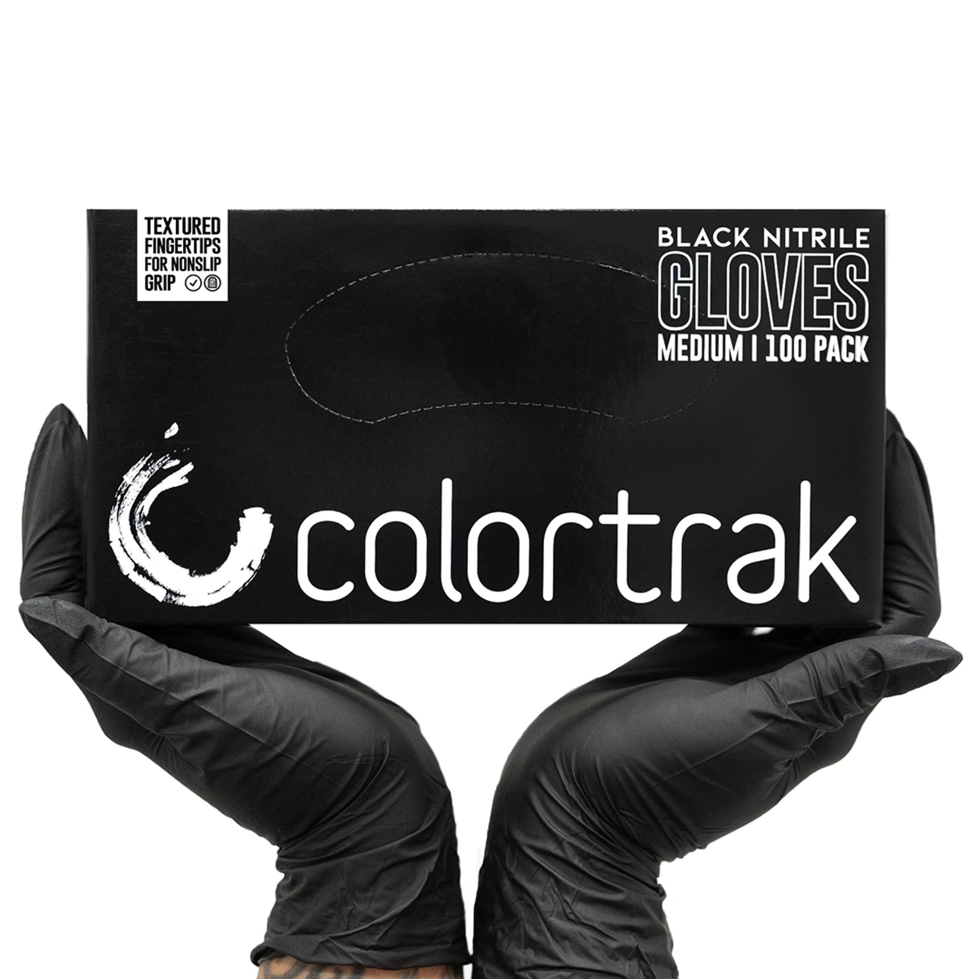 Colortrak Midnight Black Nitrile Gloves, 100 Count, Ideal for Stylists