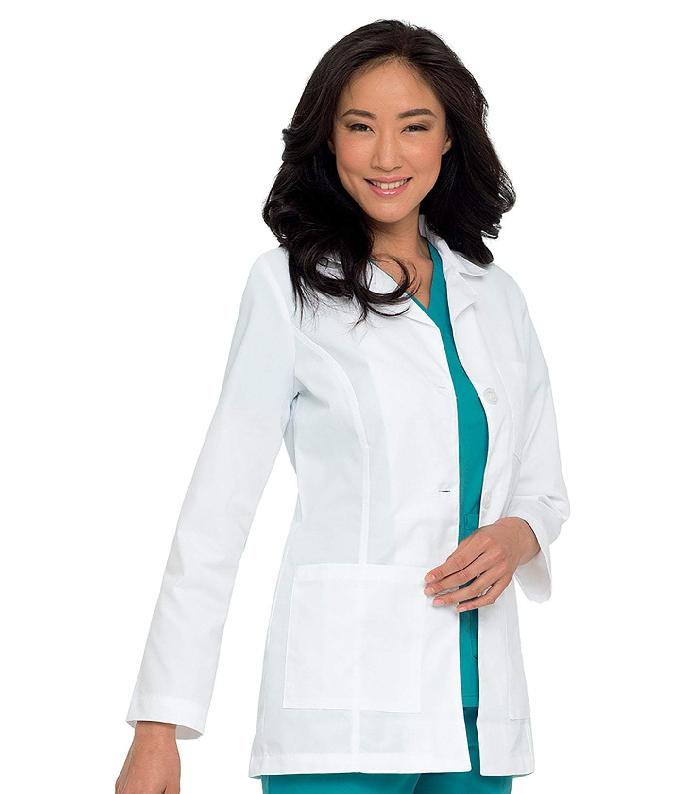 Landau Women's White Classic Three-Button Lab Coat