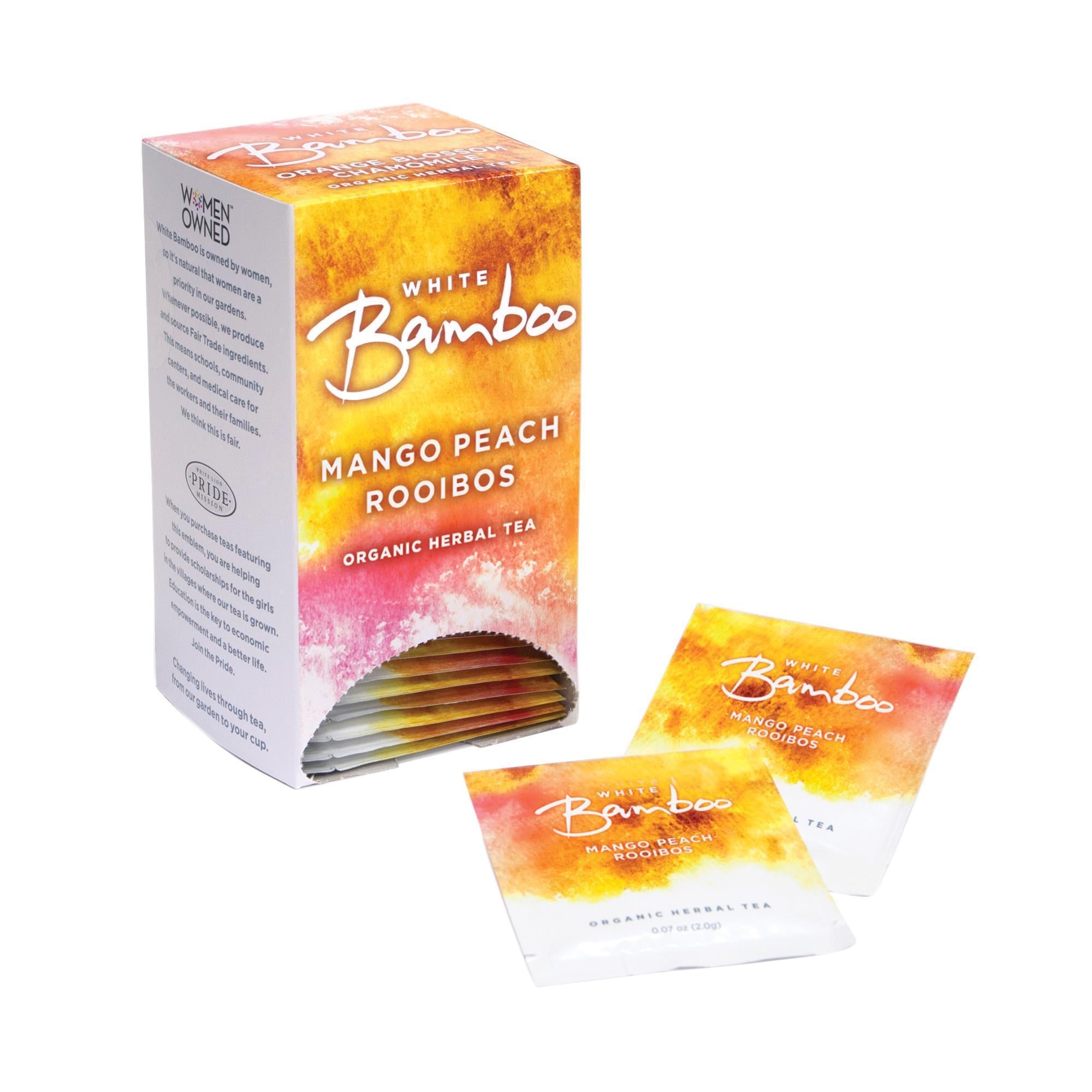 Organic White Bamboo Mango Peach Rooibos Tea (1 Box of 25 Tea Bags)