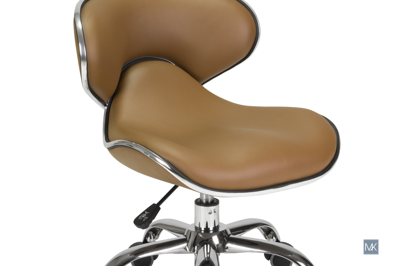 Comfortable Adjustable Umi Pedicure Stool with Chrome Trim and 5 - Star Base