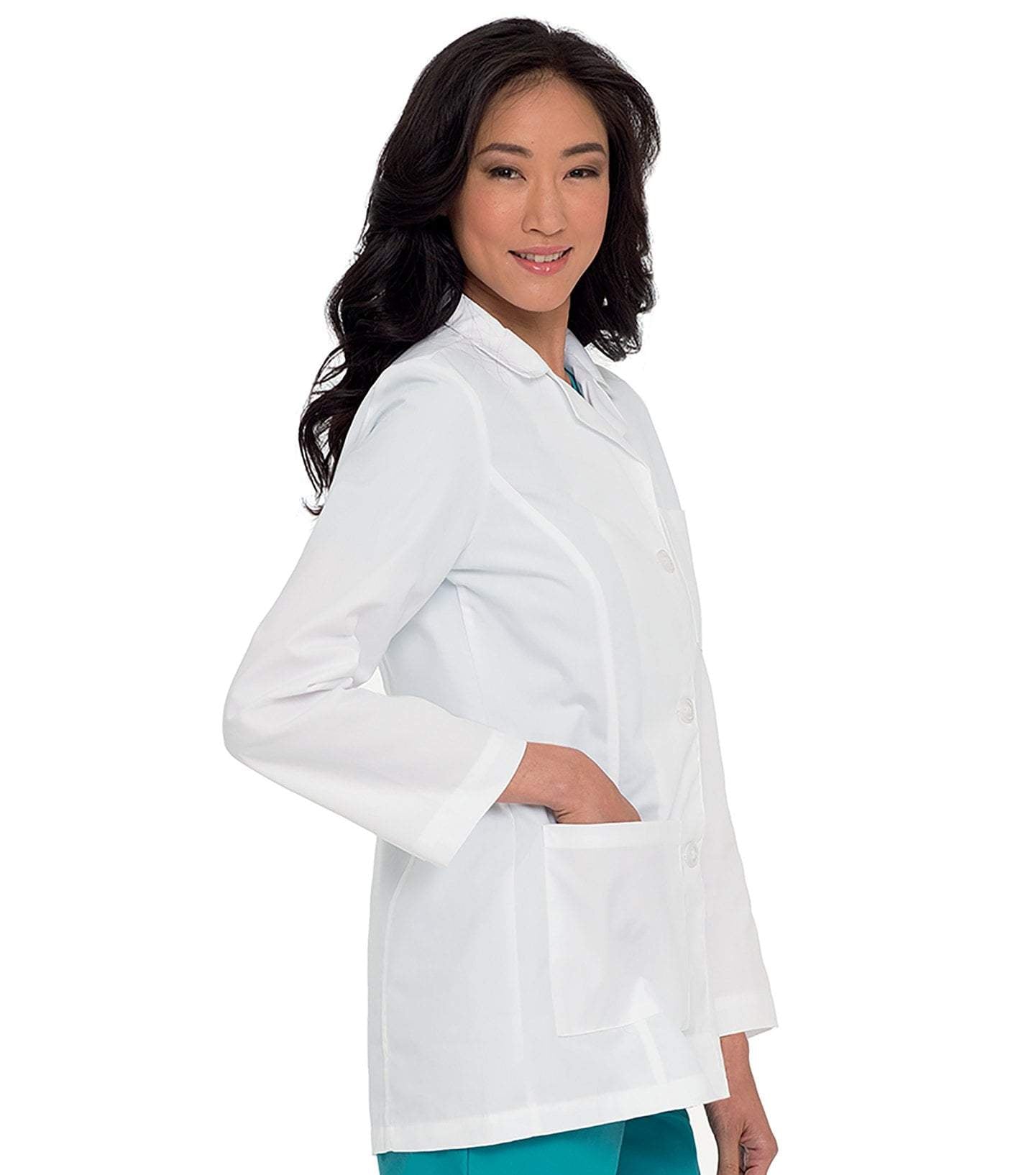 Landau Women's White Classic Three-Button Lab Coat