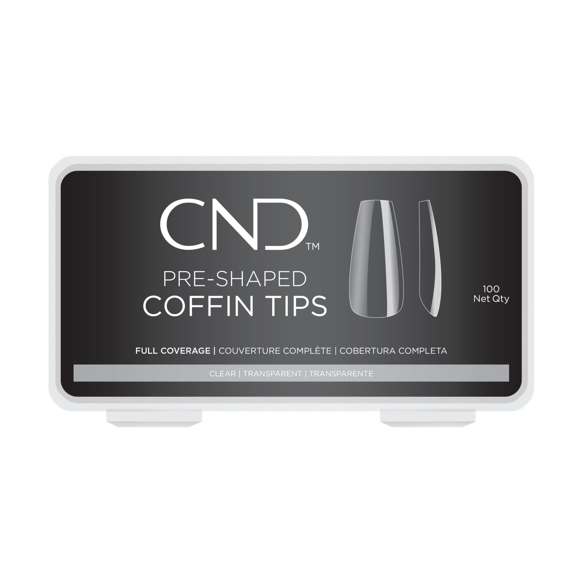 CND Professional Pre - Shaped Clear Coffin Nail Tips for Bold Nails