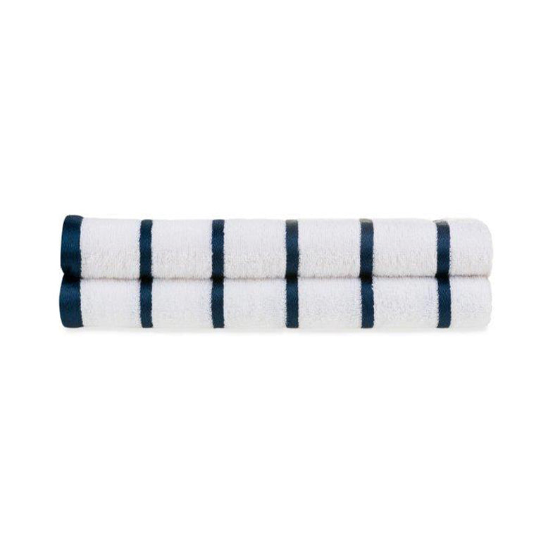 Boca Terry Premium Navy Blue and White Horizontal Stripe Oxford Pool Towel Set, 12 Count