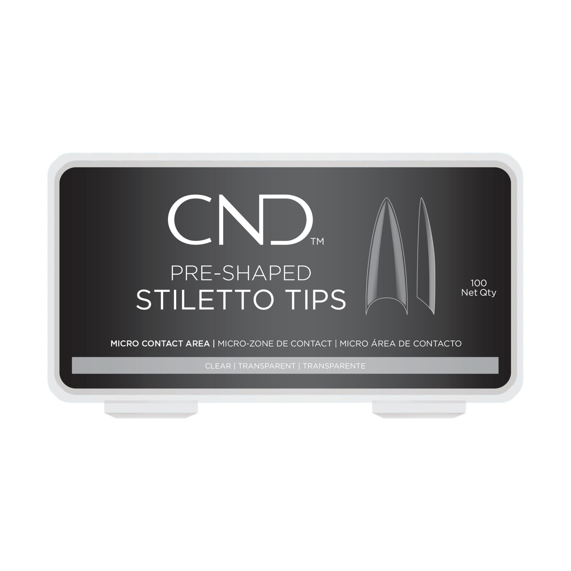 CND Professional Pre - Shaped Clear Stiletto Nail Tips