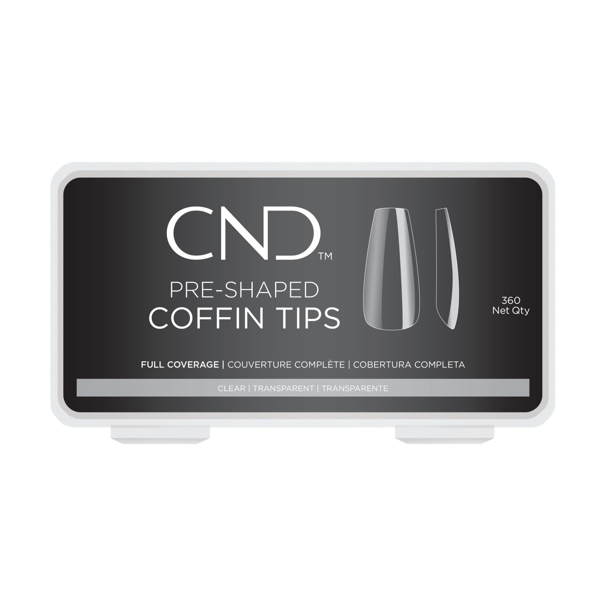 CND Professional Pre - Shaped Clear Coffin Nail Tips for Bold Nails