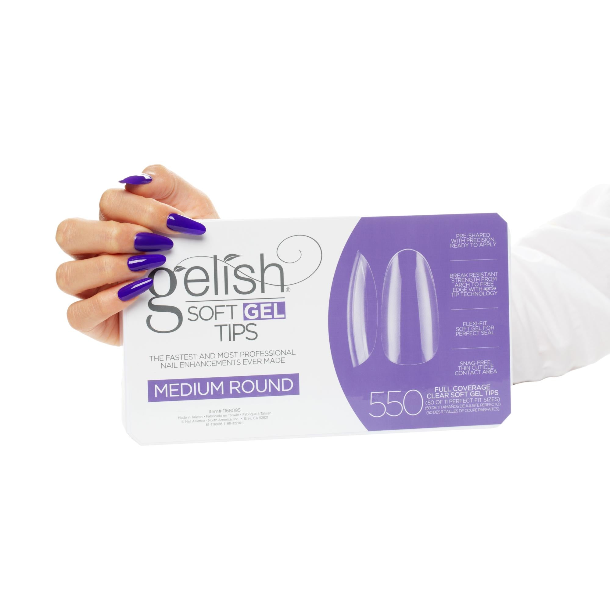 Gelish Professional Soft Gel Tips for Natural Nails, Medium Round Shape, 550 Count Box