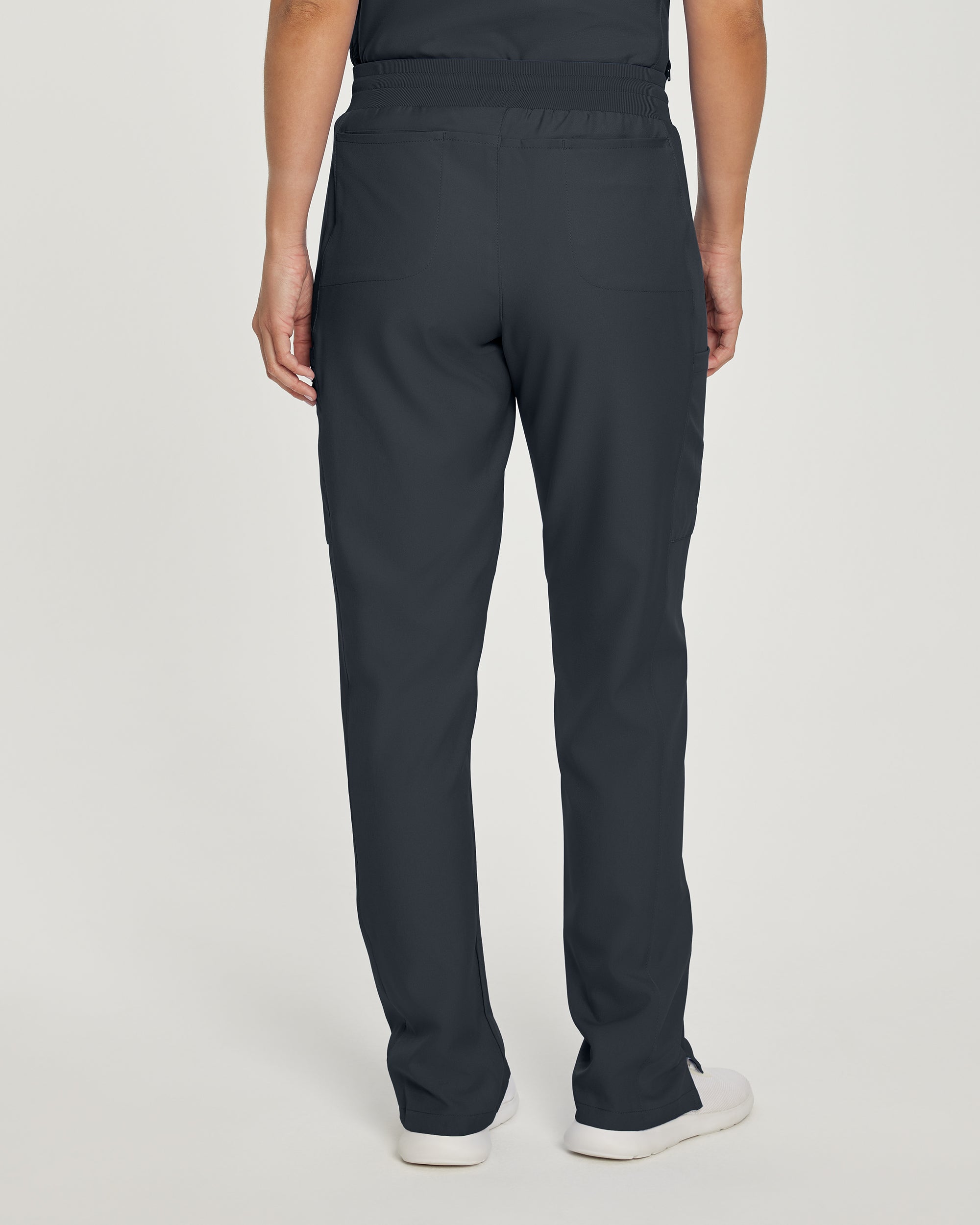 Petite Women's Landau Forward Cargo Scrub Pants with Soft Rib-Knit Waist