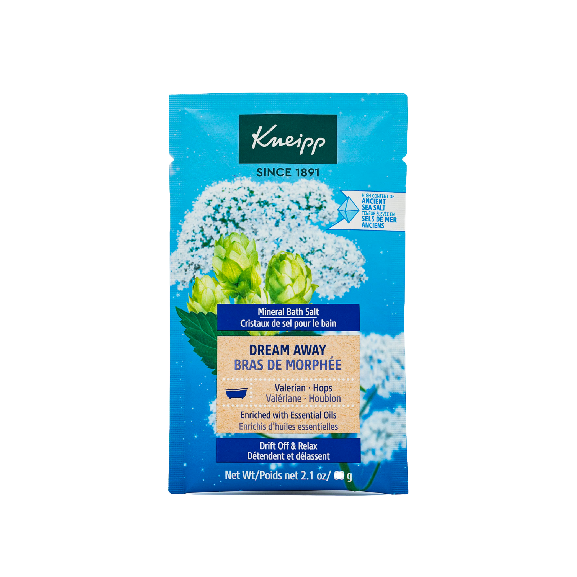 Kneipp Relaxing Dream Away Mineral Bath Salt with Valerian and Hops for a Serene Night