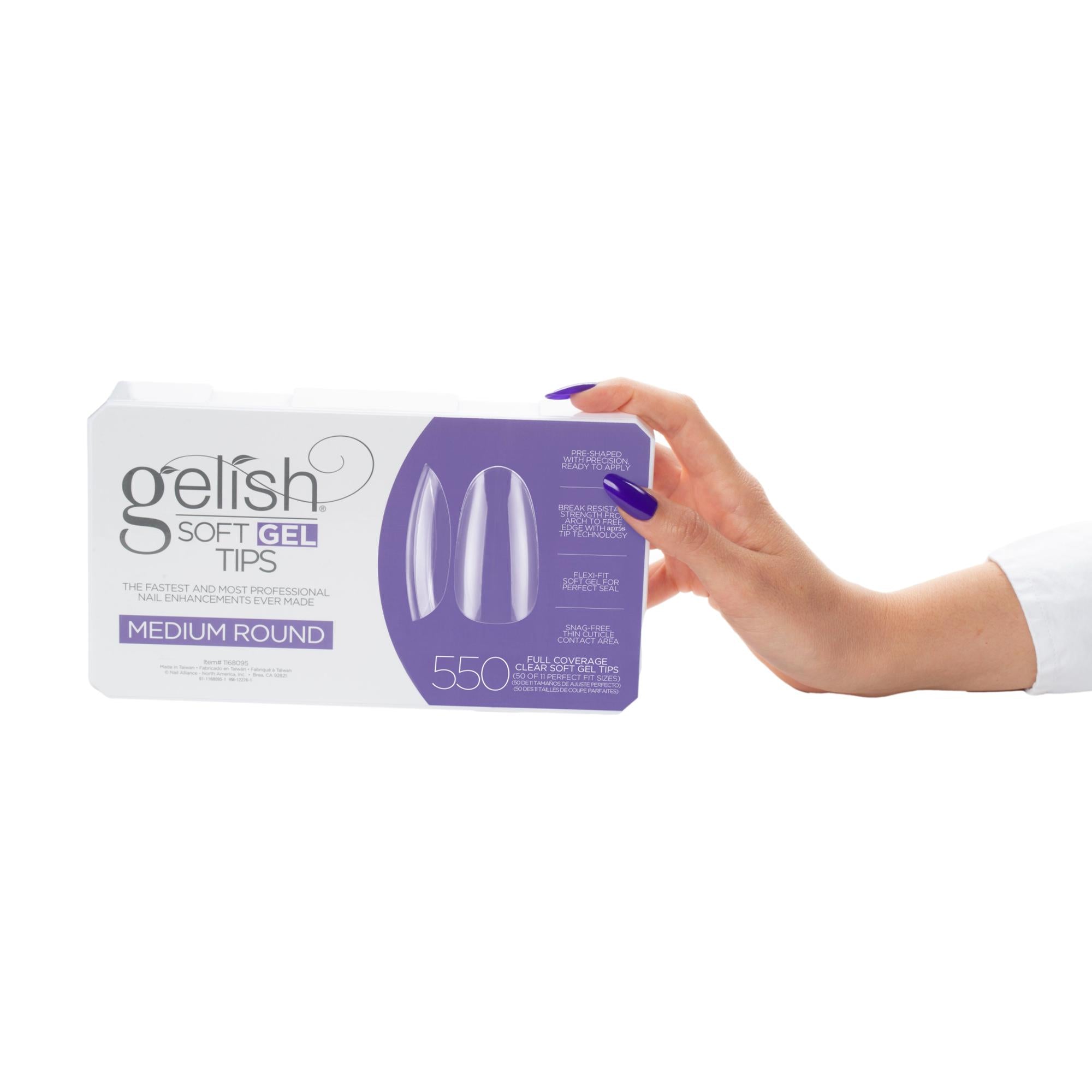 Gelish Professional Soft Gel Tips for Natural Nails, Medium Round Shape, 550 Count Box