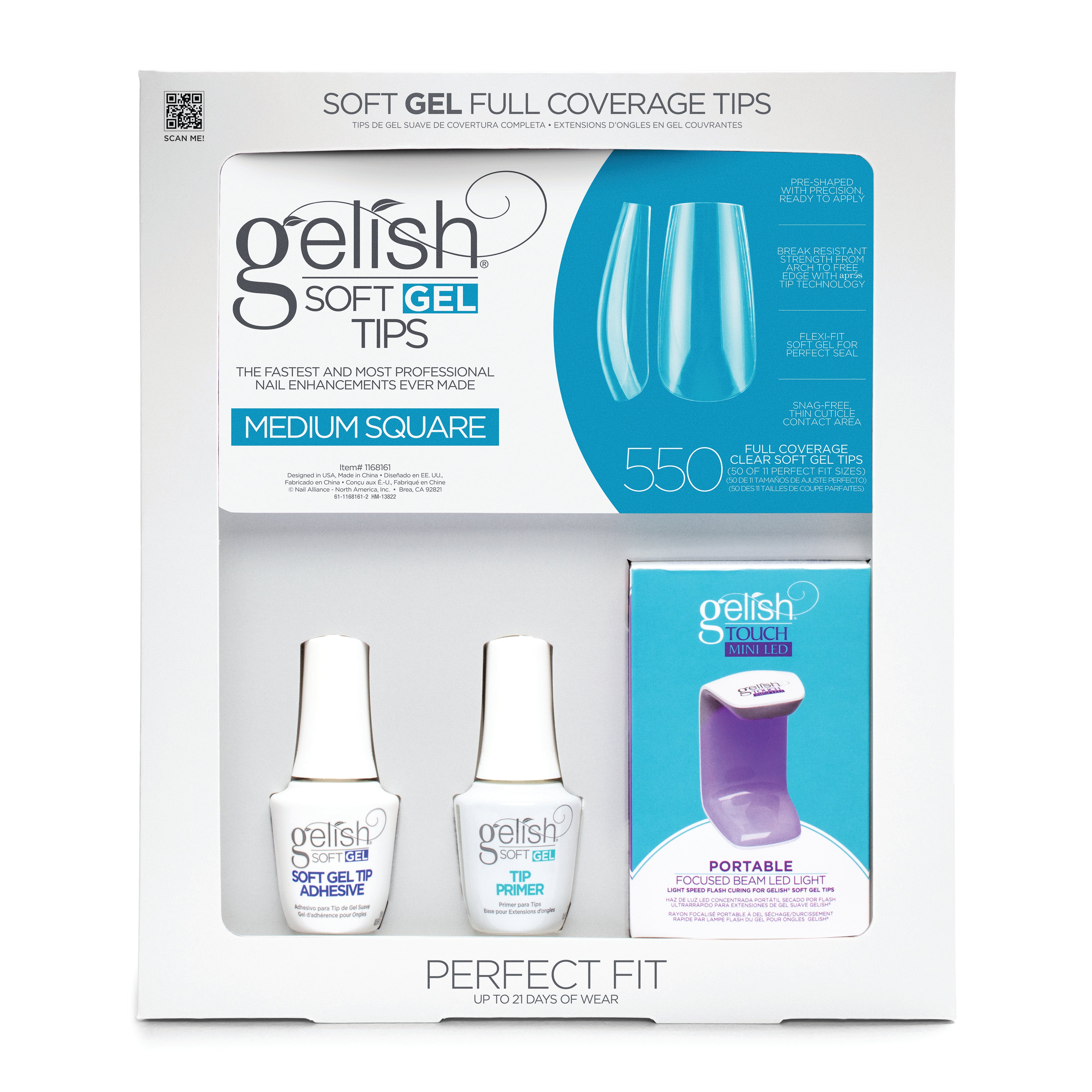 Gelish 550 - piece Medium Square Soft Gel Nail Kit for Quick & Stunning Manicures