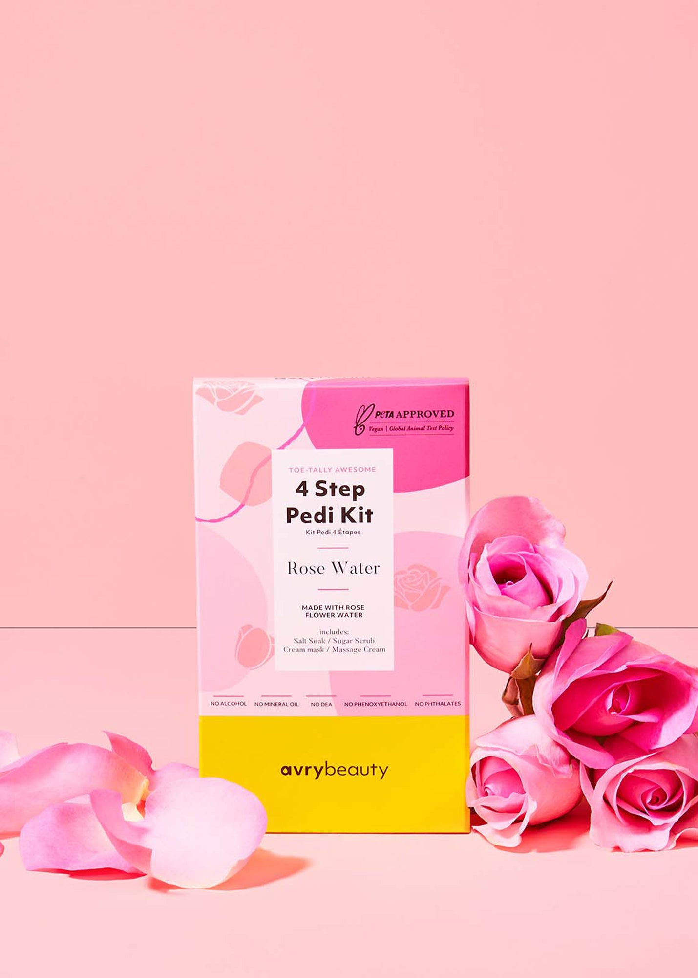 Avry Beauty Premium 4-Step Vegan Pedi Kit for Clean Spa Pedicures