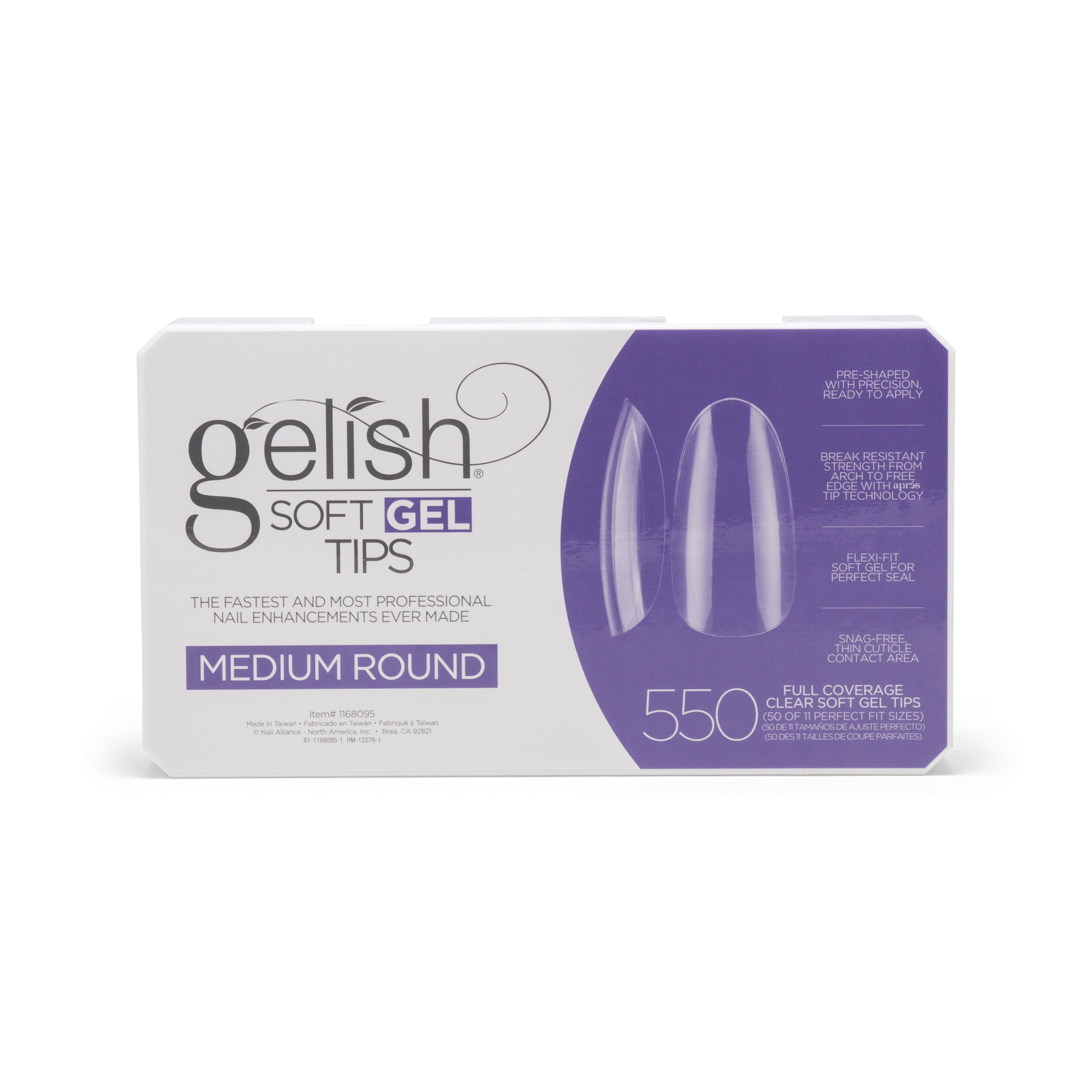 Gelish Professional Soft Gel Tips for Natural Nails, Medium Round Shape, 550 Count Box