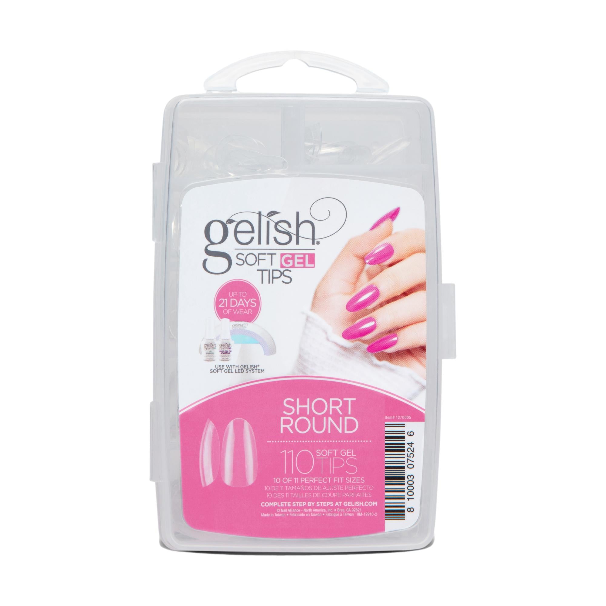 Gelish Soft Gel Nail Tips, Short Round Shape, Box of 110 Pieces