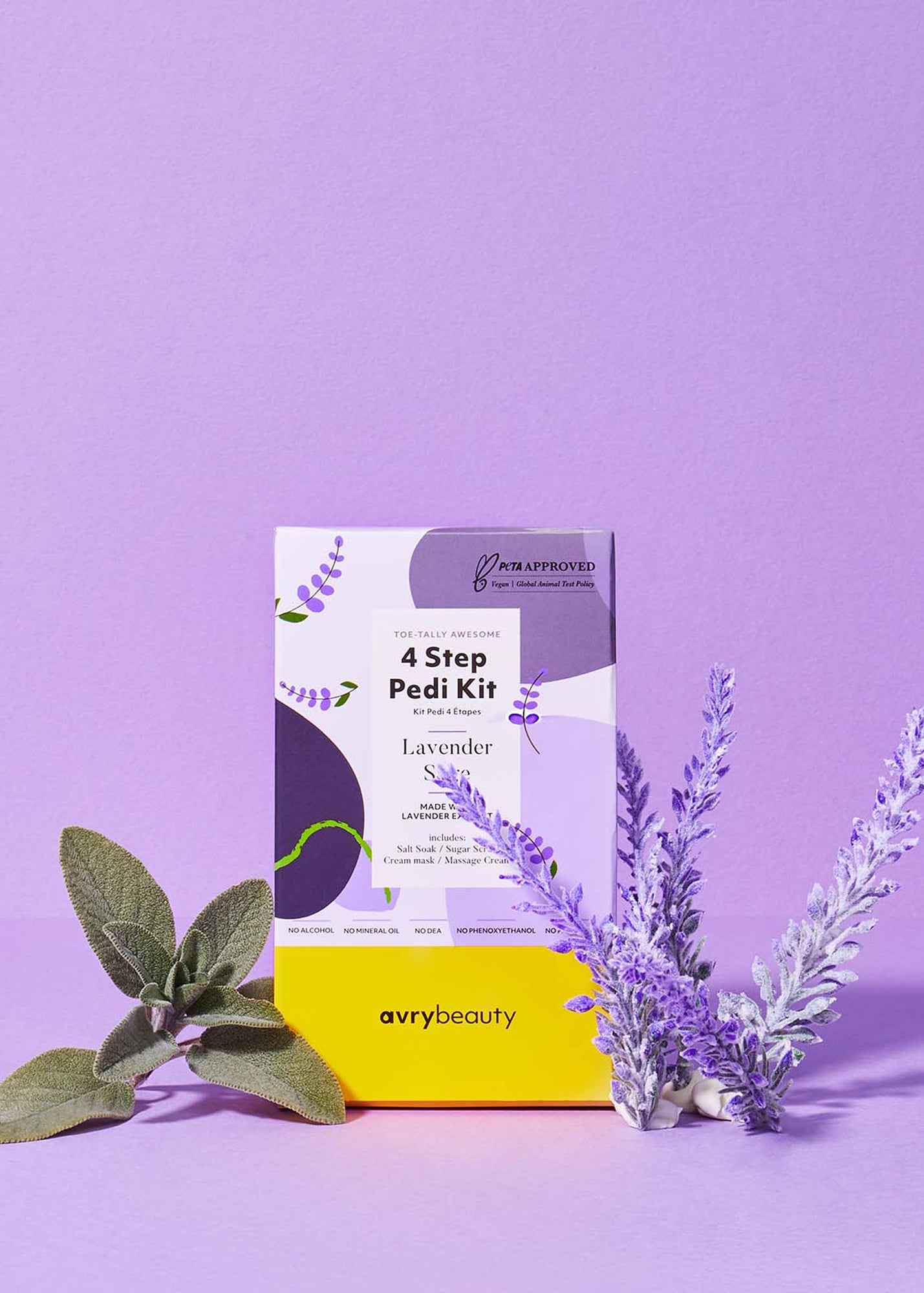 Avry Beauty Premium 4-Step Vegan Pedi Kit for Clean Spa Pedicures