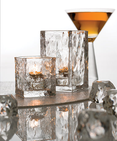 Stylish Hollowick Transparent Glacier-Style Glass Candle Holders for Ambiance Enhancement