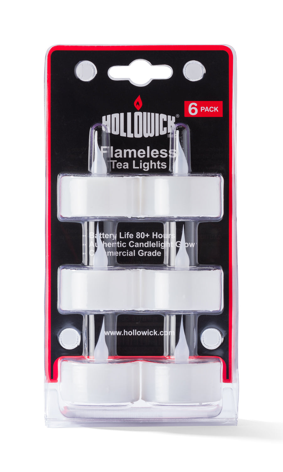 6-Pack Hollowick Flameless LED Tealight Candles Powered by Battery