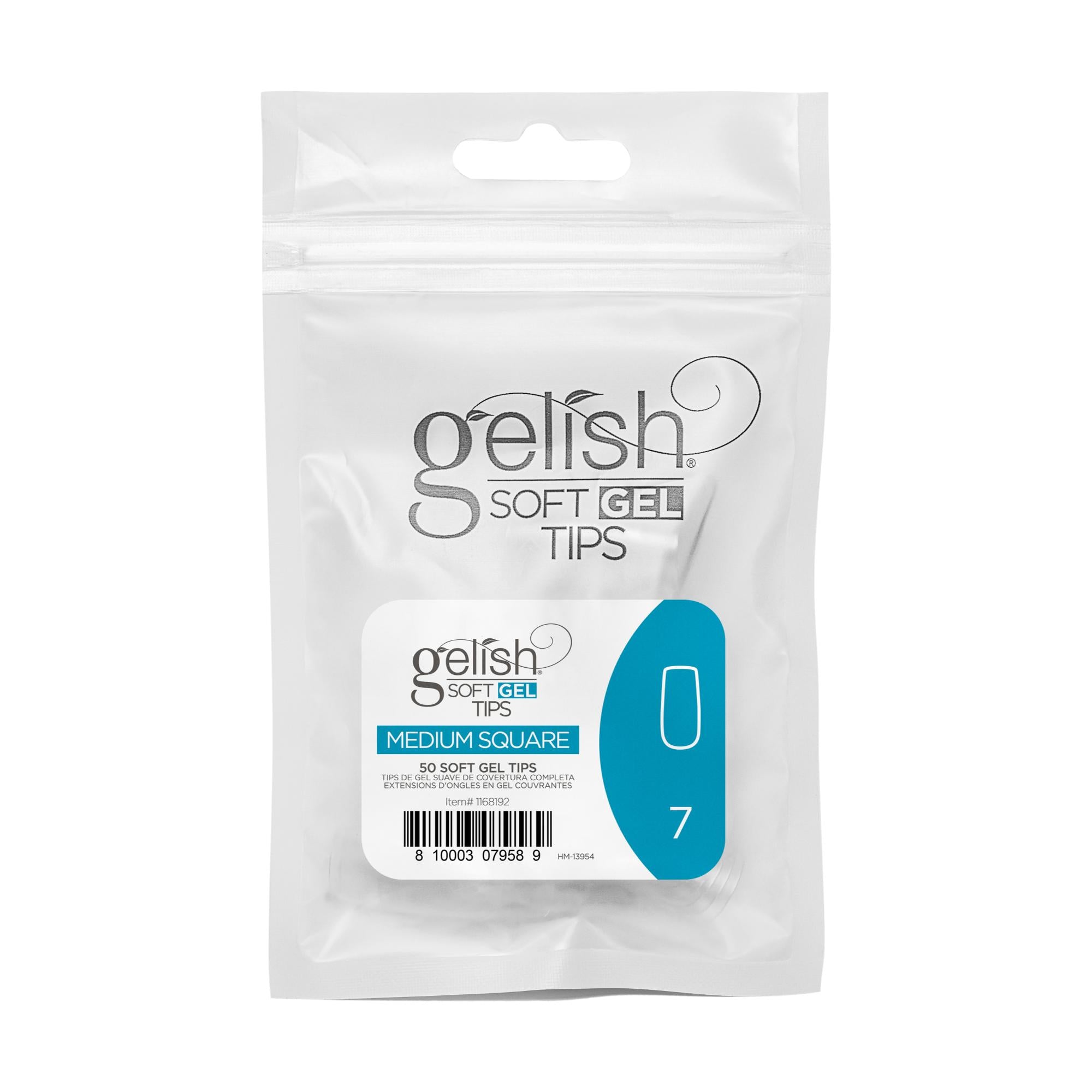 Gelish Soft Gel Medium Square Nails Tips Refill Pack, 50 Count