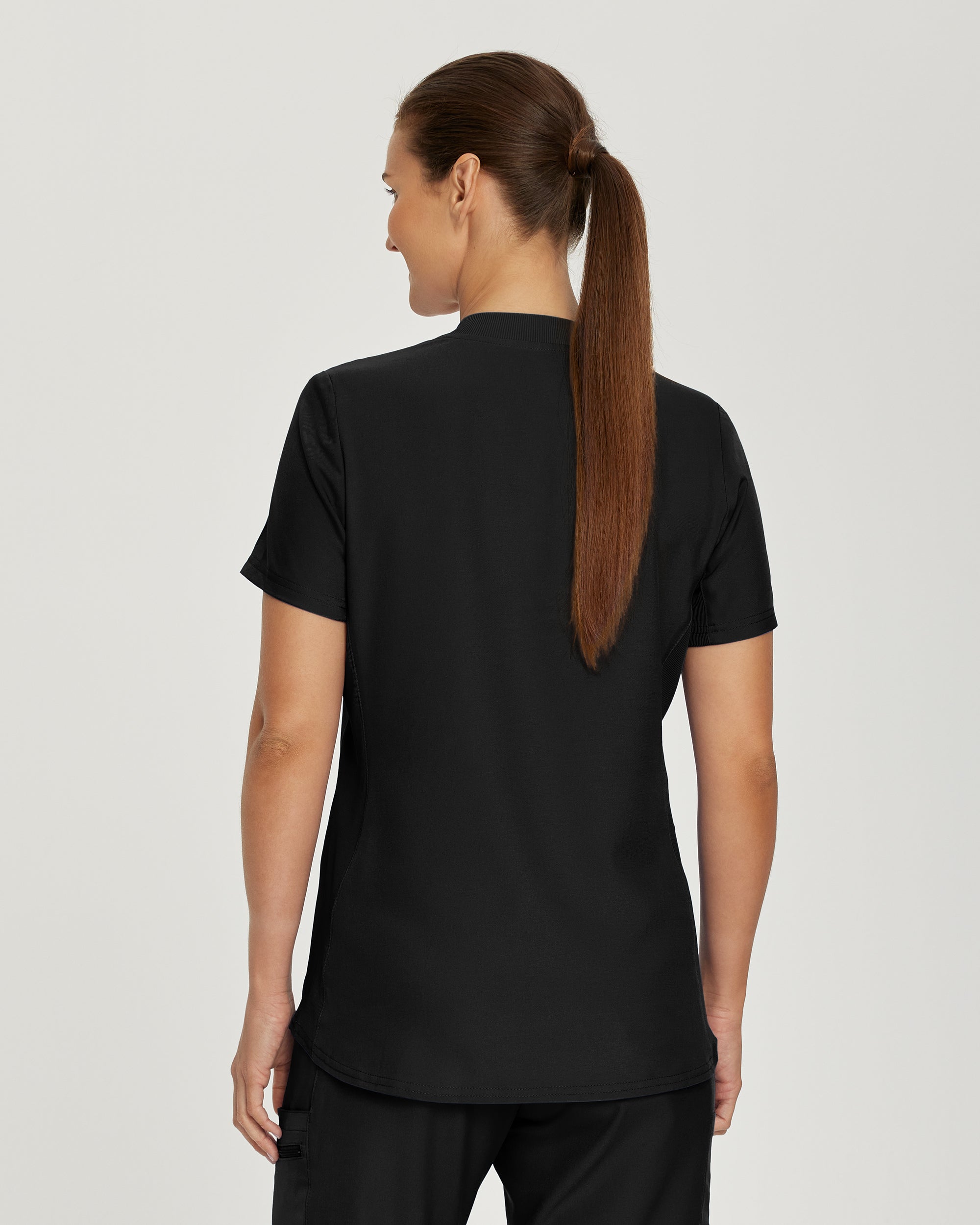 Stylish Women's 3-Pocket V-Neck Landau Forward Scrub Top with Soft Rib-Knit