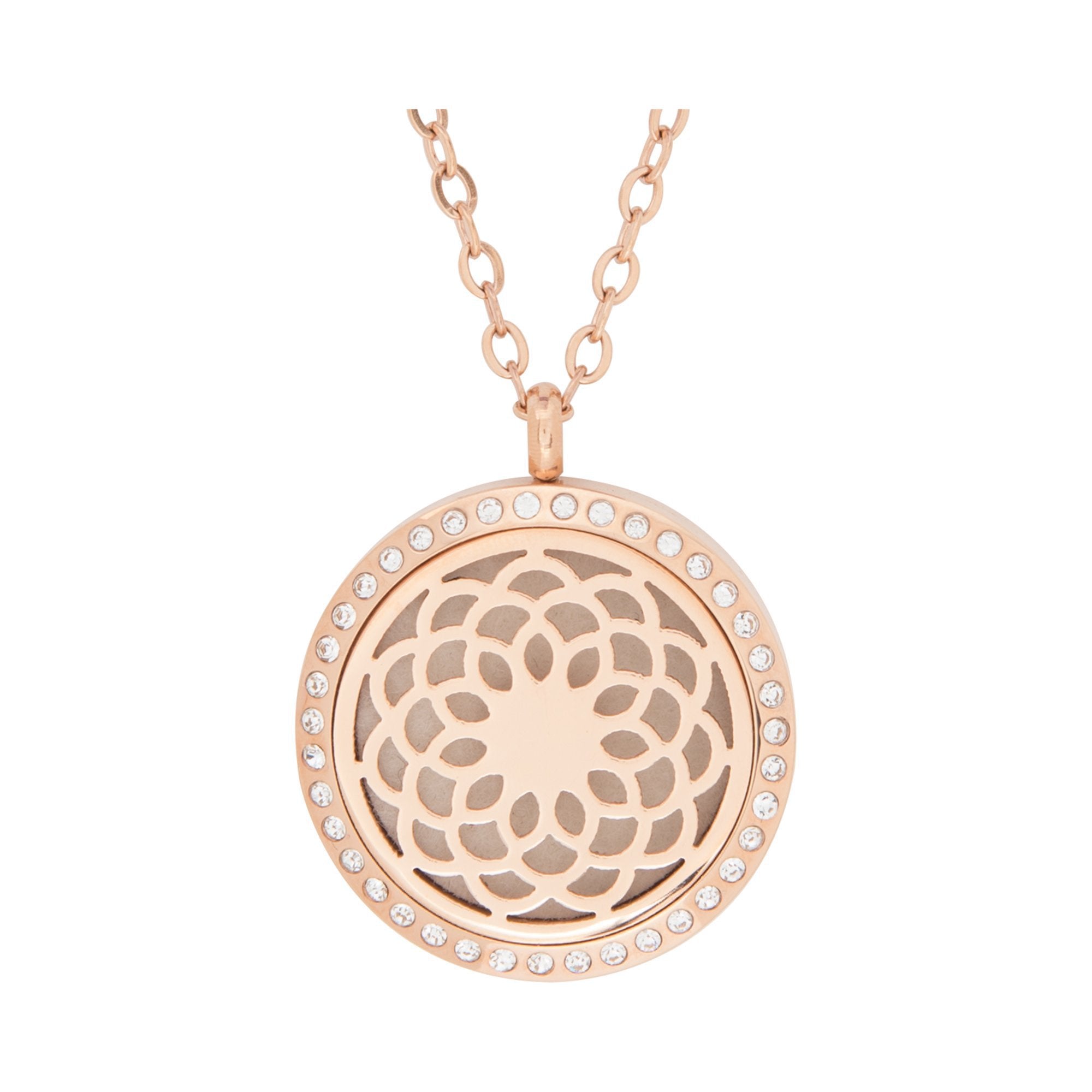 High - Quality Surgical Stainless Steel Rose - Colored Gold Sunflower - Shaped Crystal Pendant for Aromatherapy