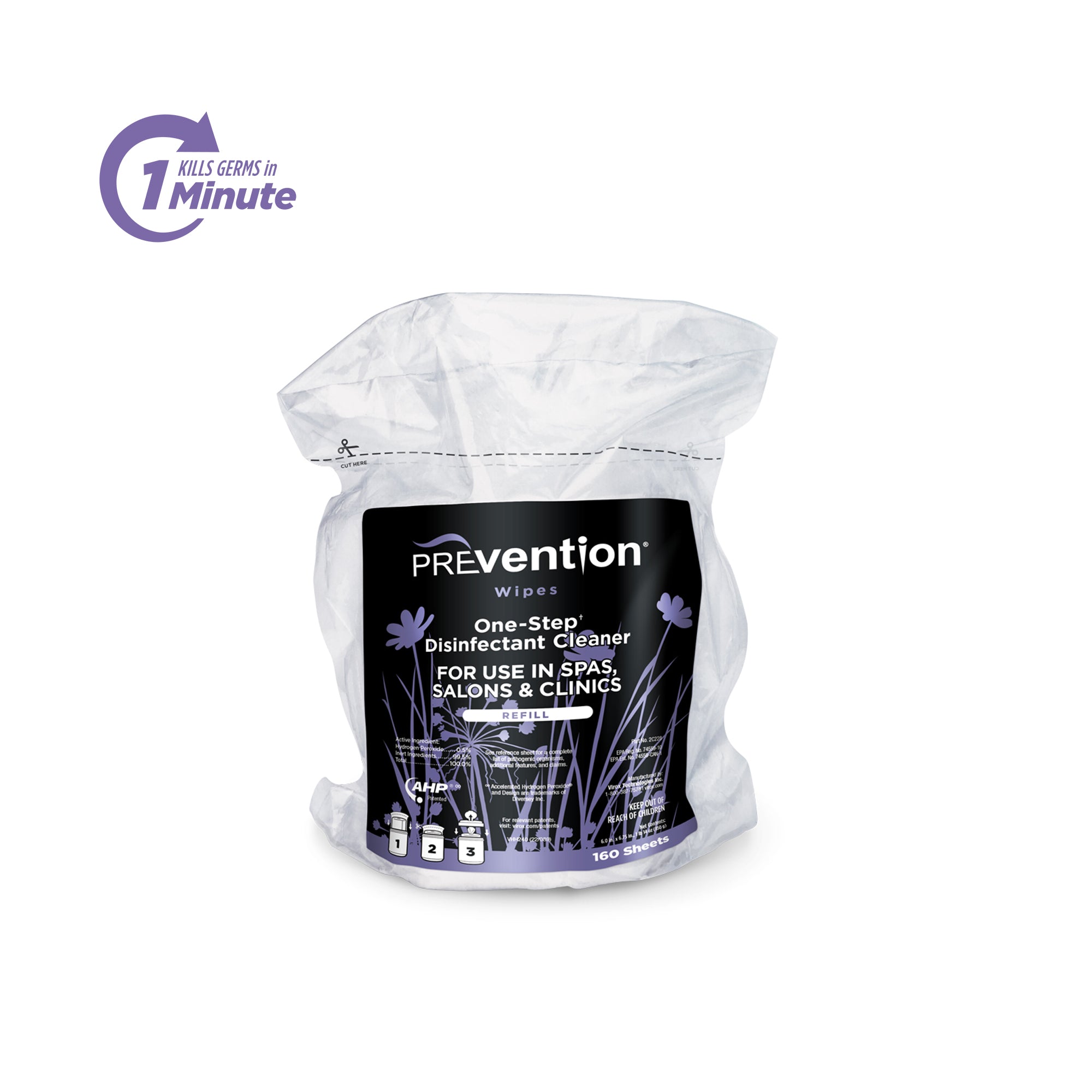 Prevention One-Step Disinfectant Cleaner Refill Wipes, 160 ct per Refill, 6 Refills per Case