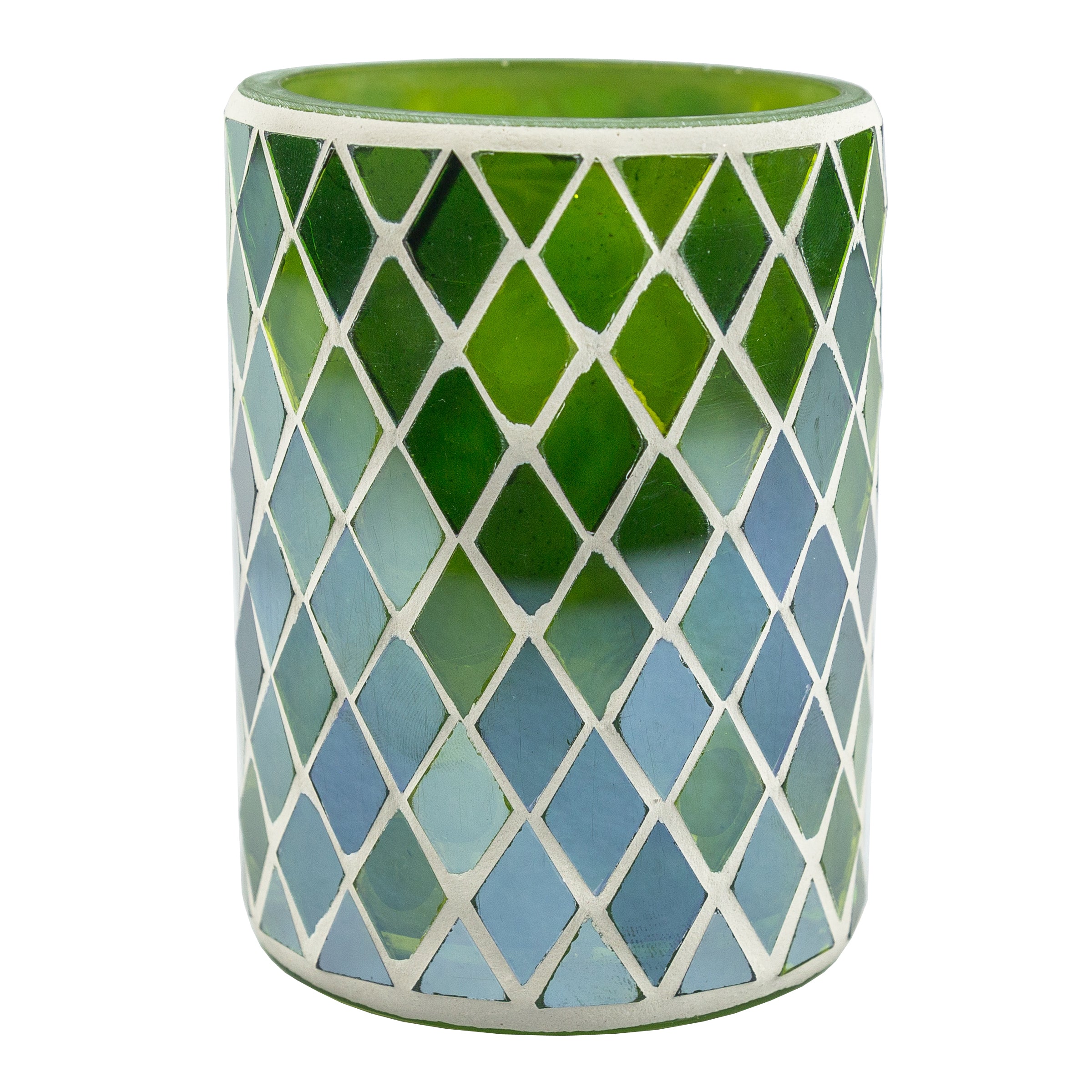 Set of 6 Exquisite Emerald Mosaic Decorative Candle Holders for Spa Ambiance