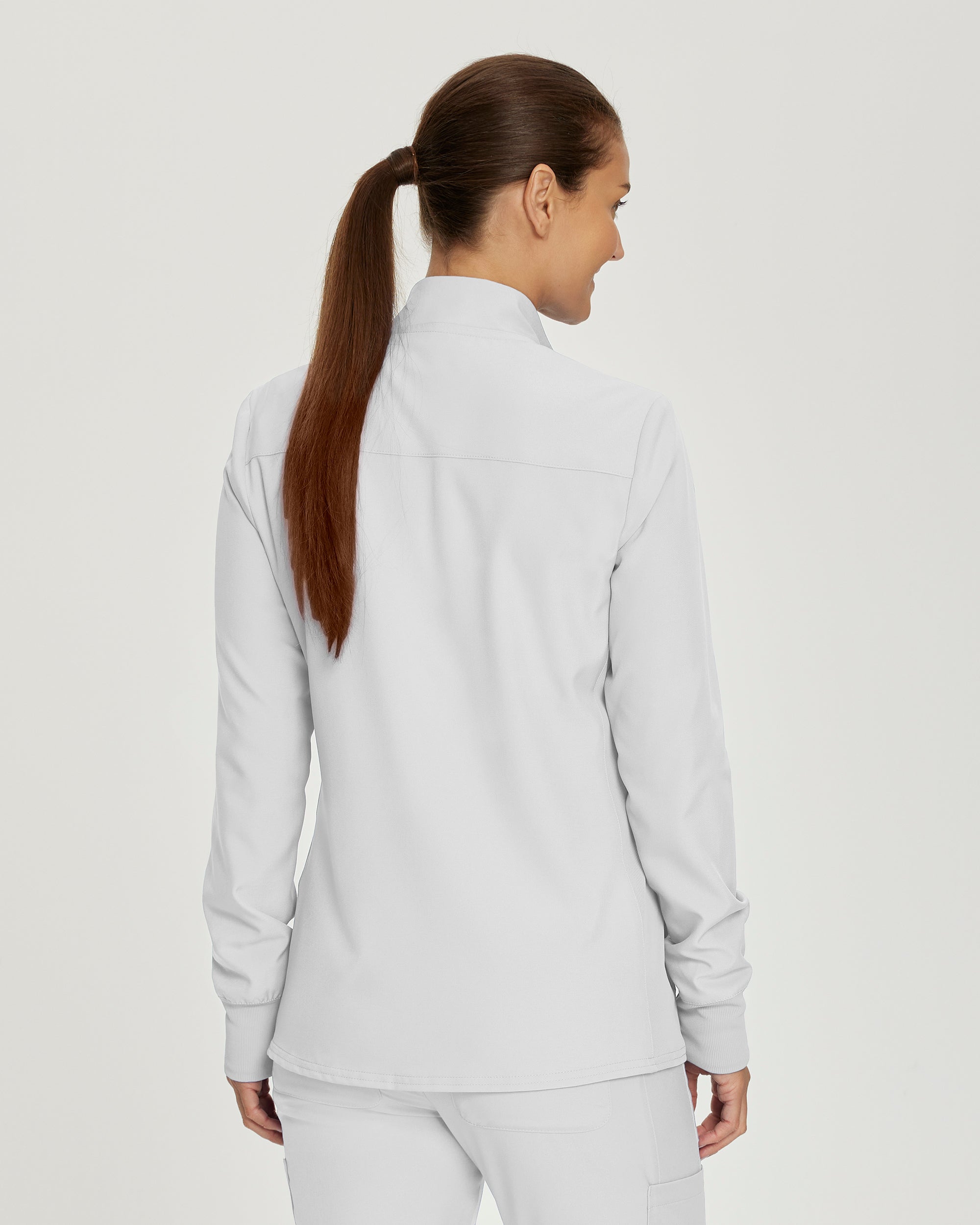 Stylish Women's Landau Forward 3-Pocket Zip-Front Scrub Jacket for Professional Layering