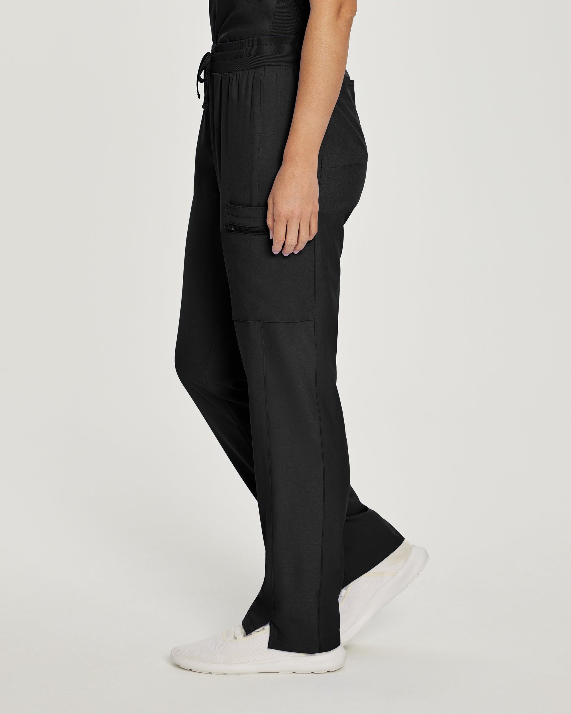 Petite Women's Landau Forward Cargo Scrub Pants with Soft Rib-Knit Waist