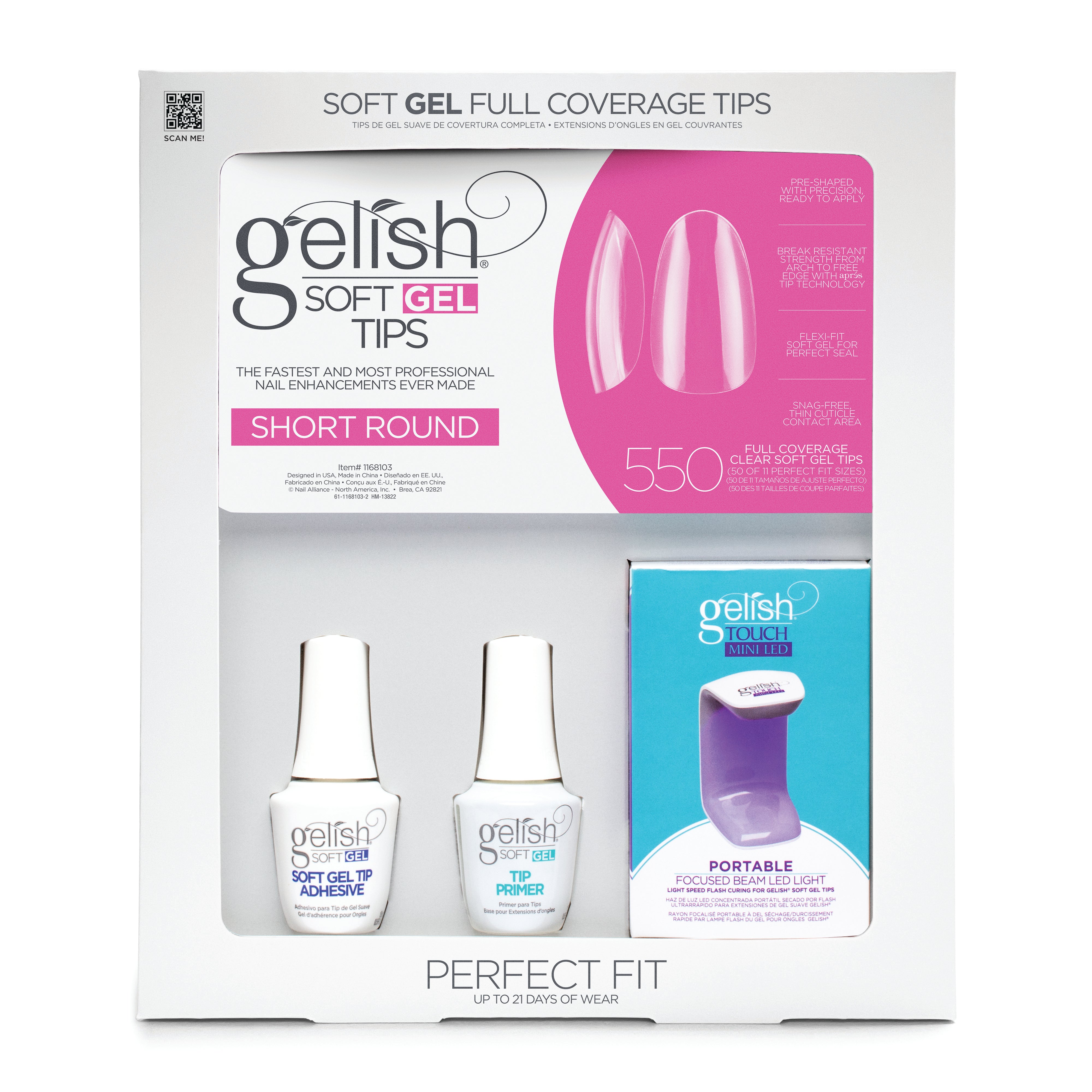 Gelish Professional Soft Gel Short Round Nail Kit with 550 Count of Tips