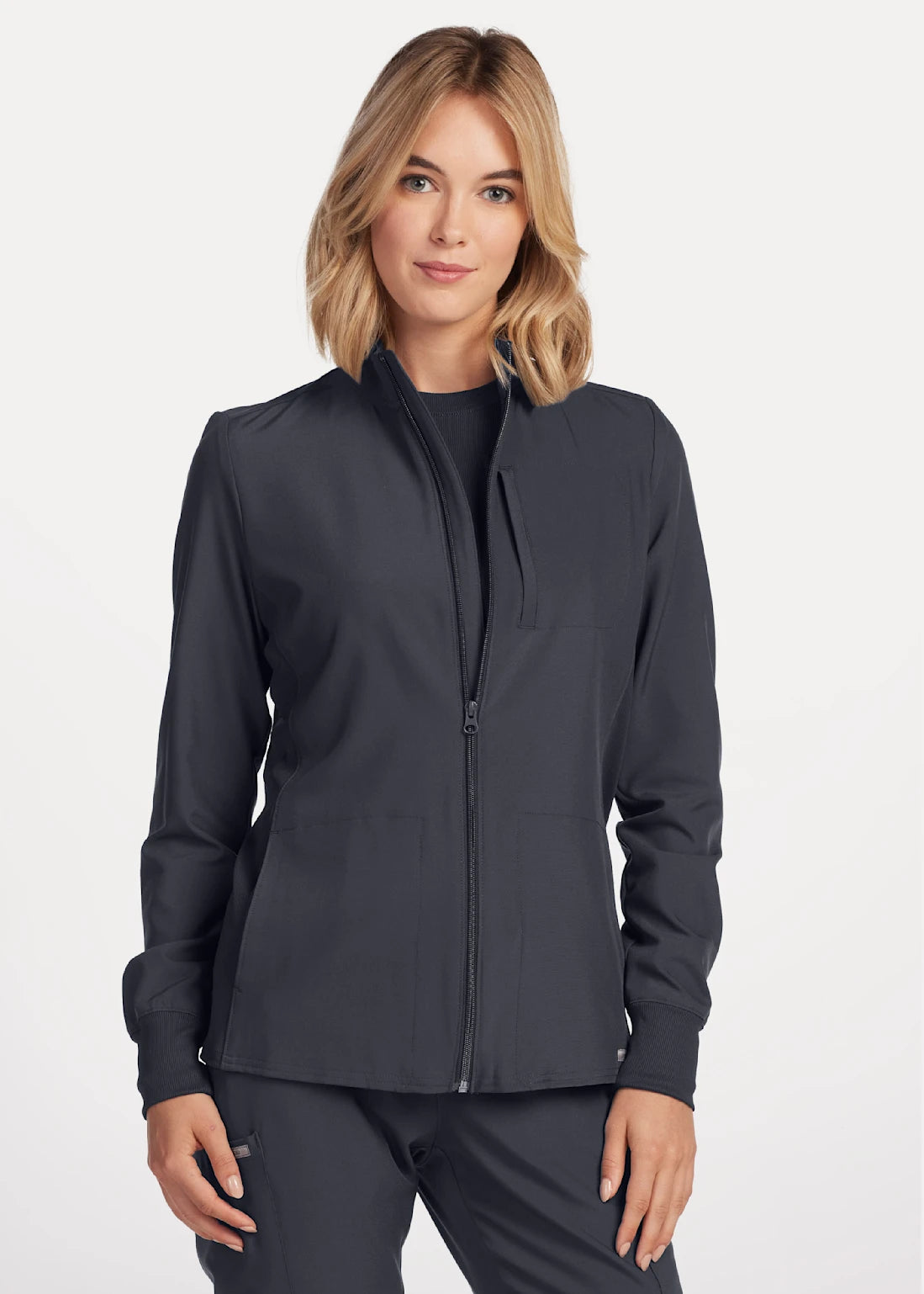 Stylish Women's Landau Forward 3-Pocket Zip-Front Scrub Jacket for Professional Layering