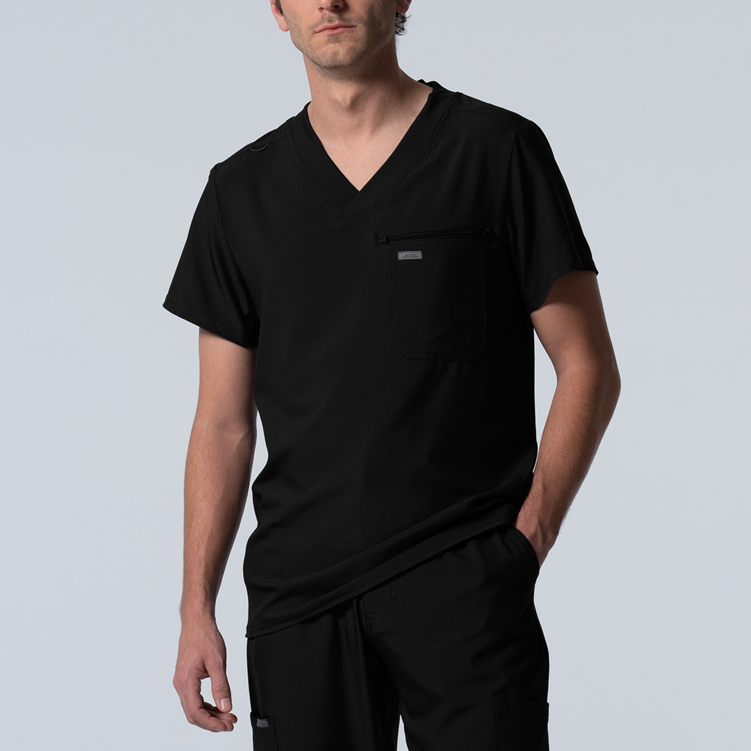 Landau Men's Forward-Fit 2-Pocket V-Neck Comfort Scrub Top
