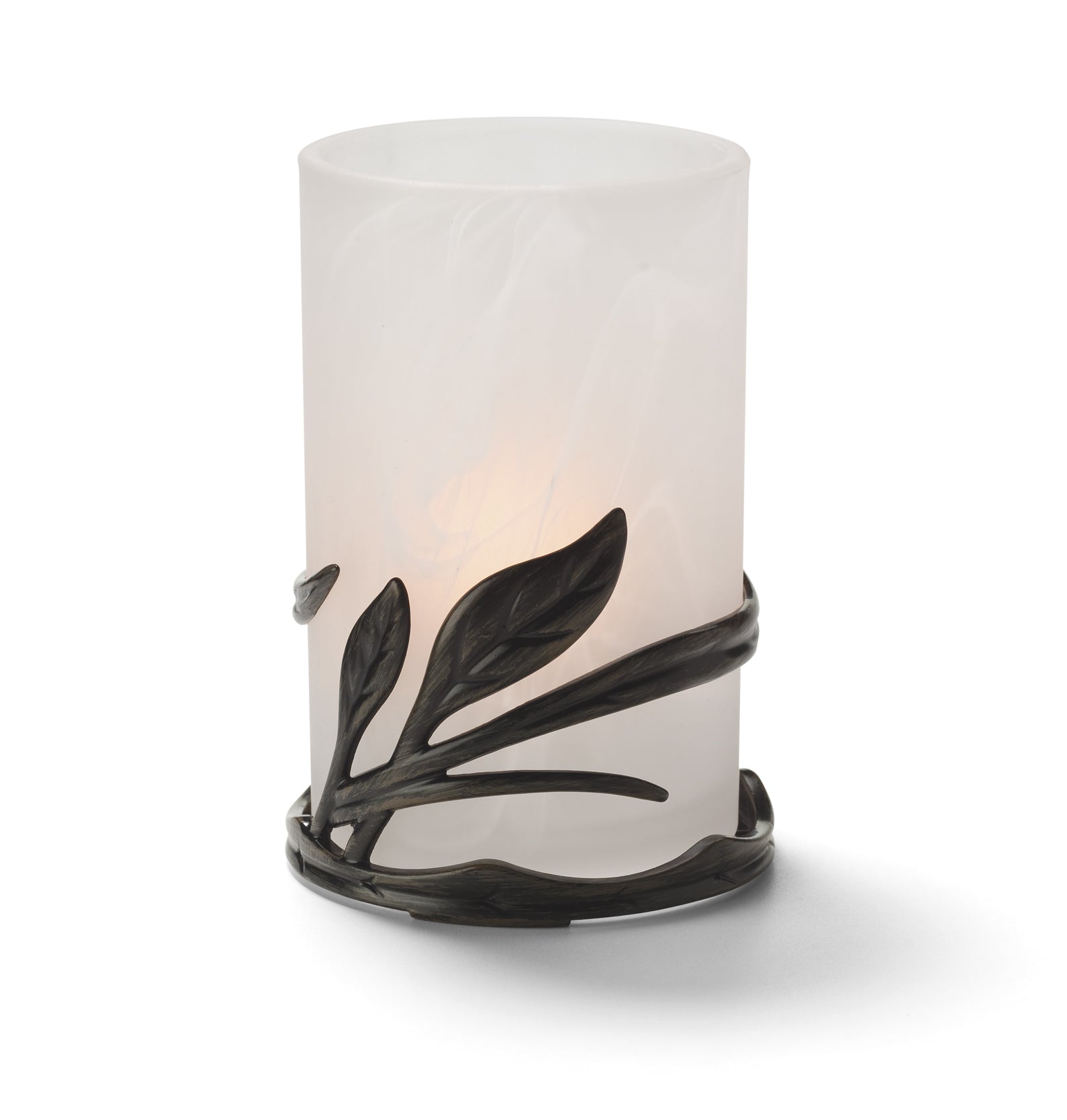 Hollowick Weathered Black Powder - Coated Wrought - Iron Leaf - Shaped Ring Holder for Candle Holders