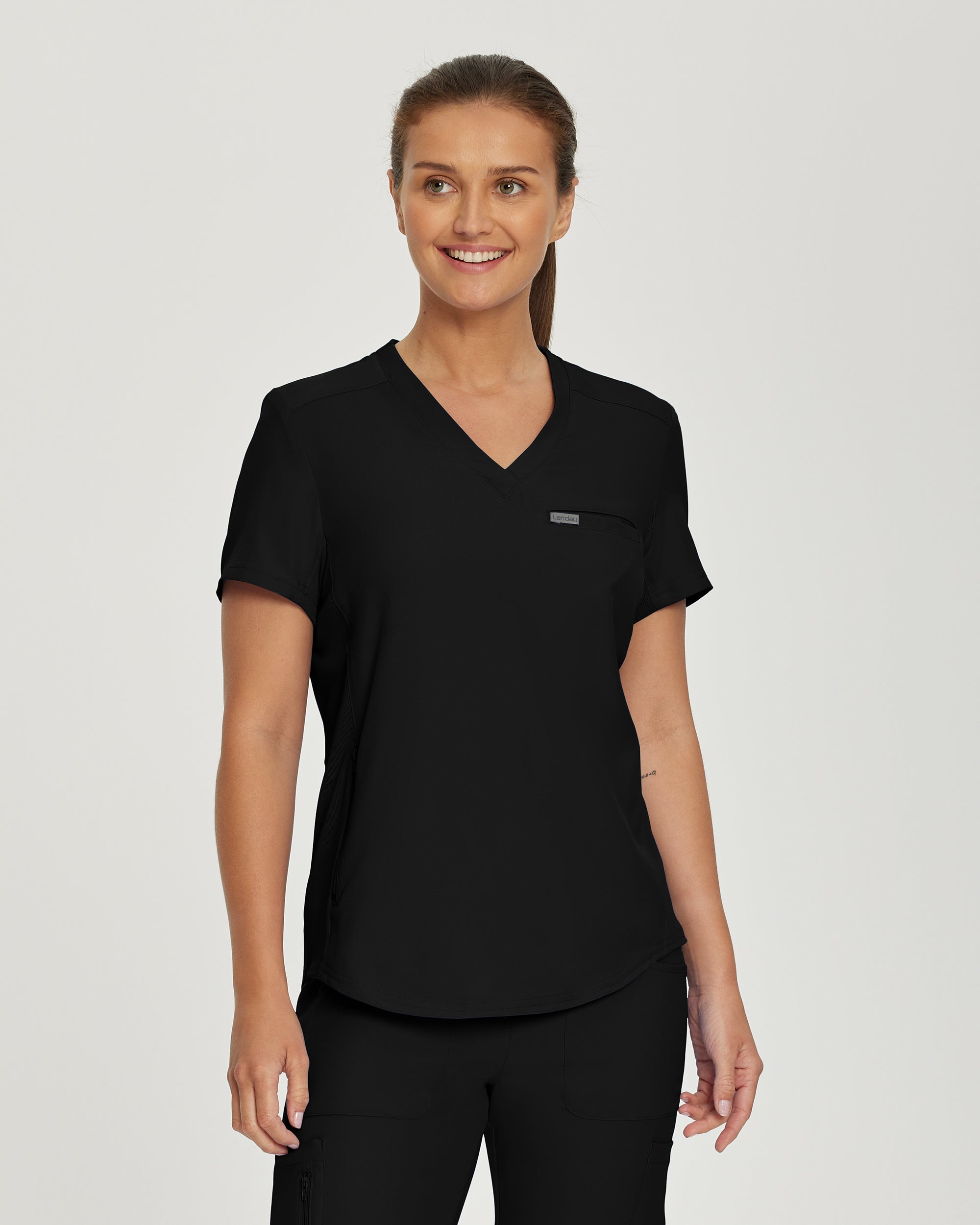 Women's Modern 2-Pocket V-Neck Landau Forward Scrub Top with Comfort Fit