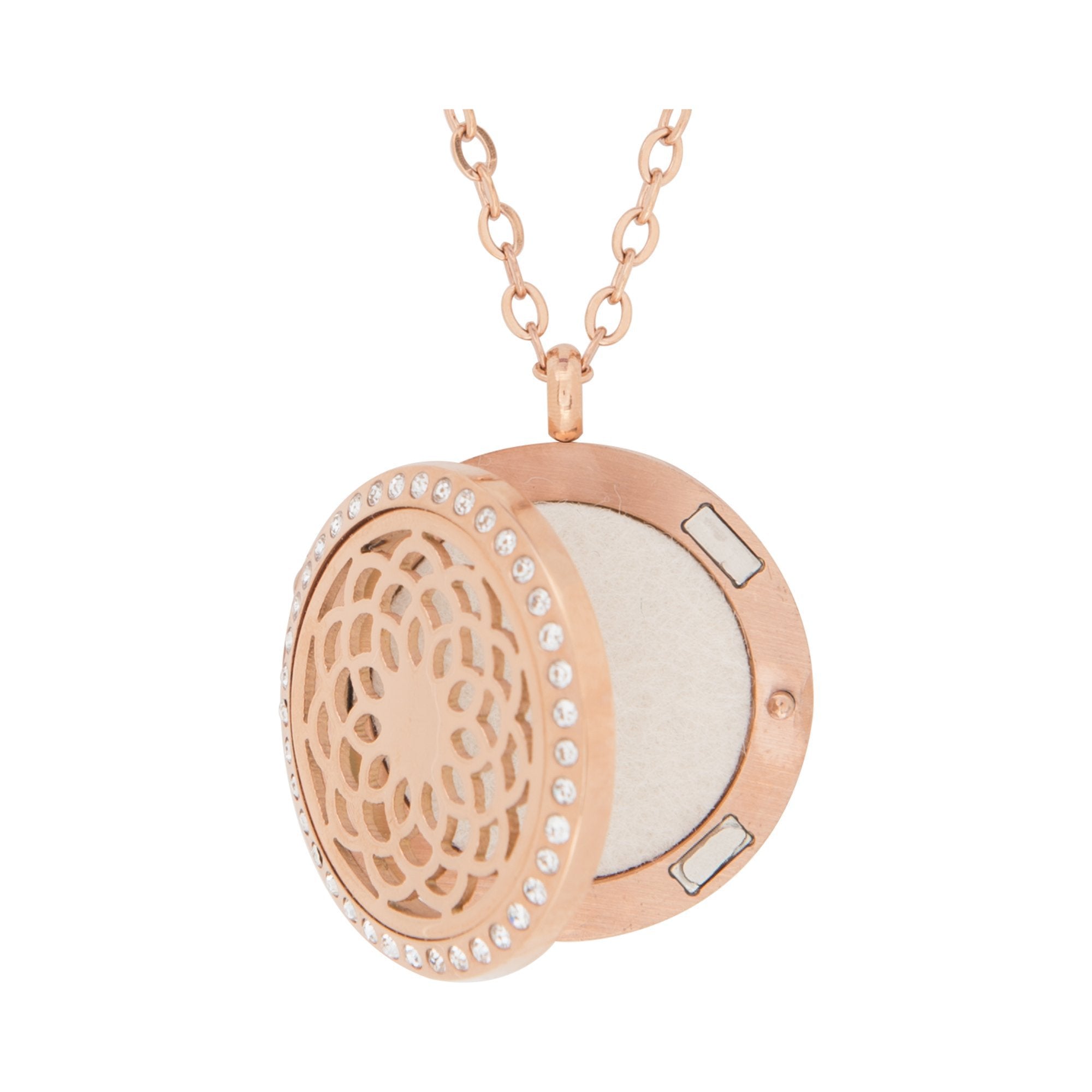 High - Quality Surgical Stainless Steel Rose - Colored Gold Sunflower - Shaped Crystal Pendant for Aromatherapy