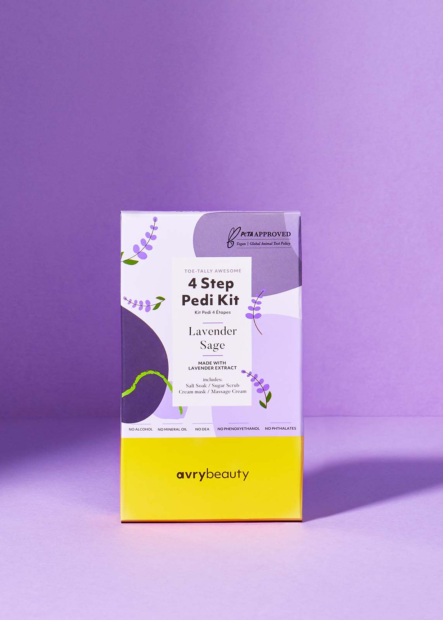 Avry Beauty Premium 4-Step Vegan Pedi Kit for Clean Spa Pedicures
