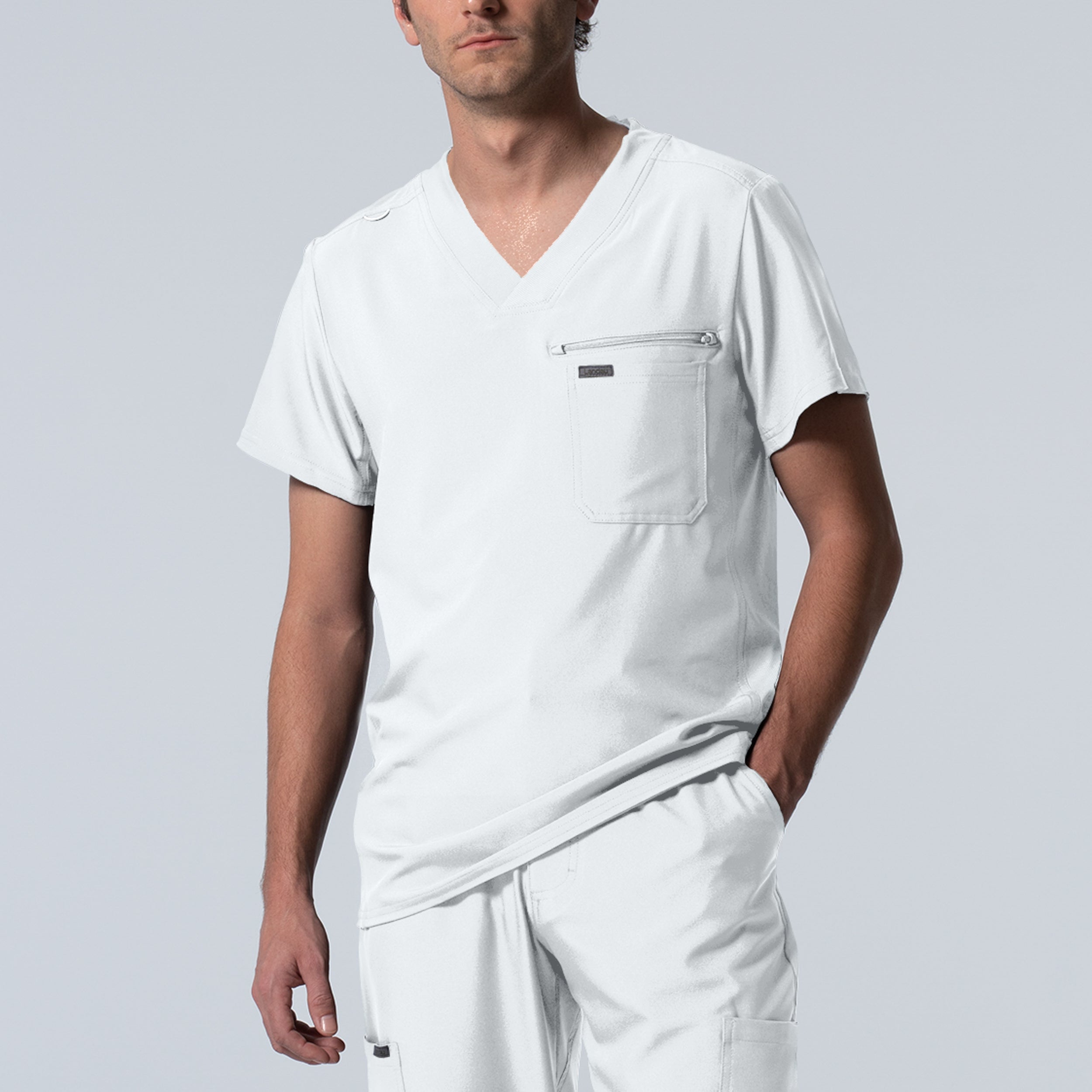 Landau Men's Forward-Fit 2-Pocket V-Neck Comfort Scrub Top