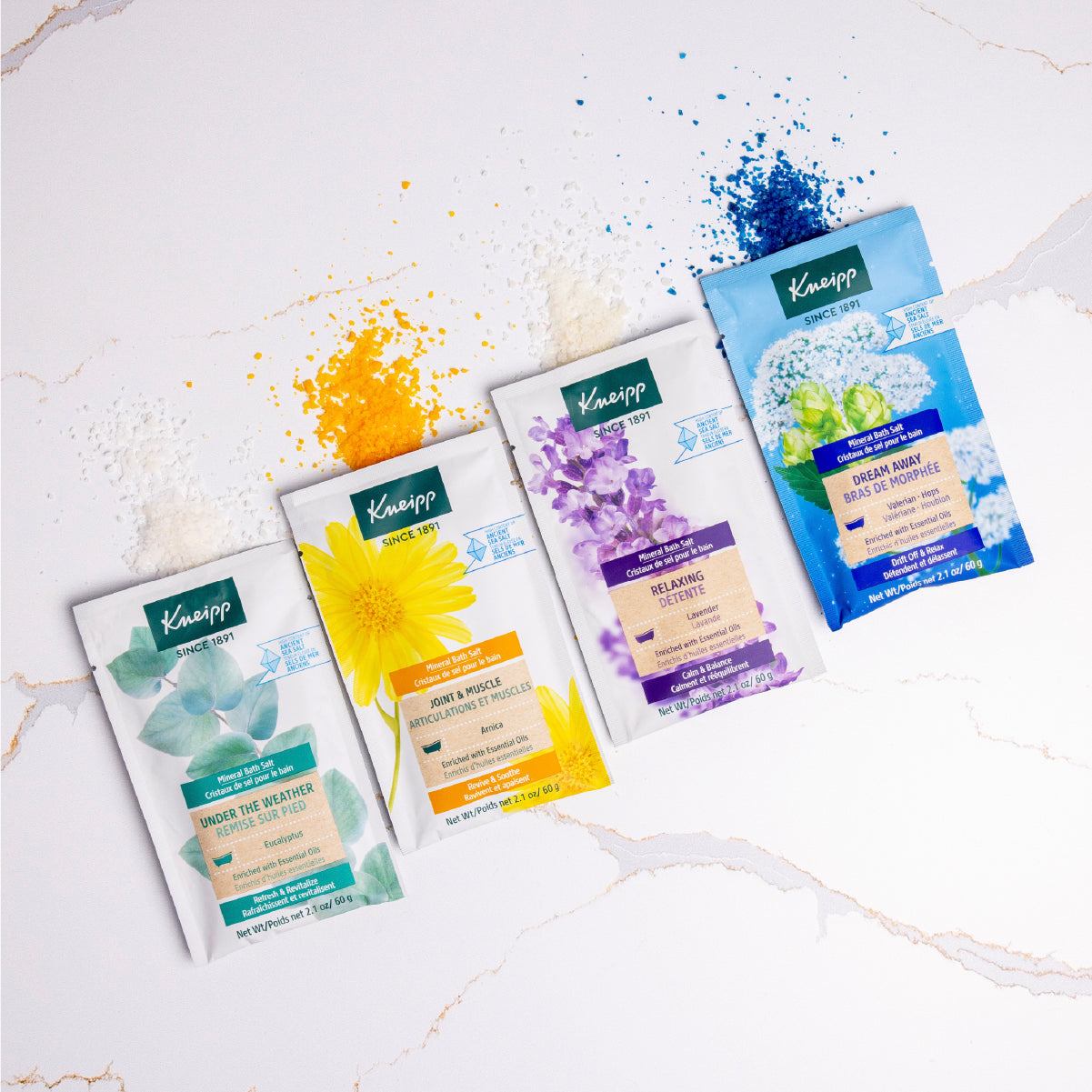 Kneipp Luxury Pampering Mineral Bath Salt Gift Set with 4 Different Scented Varieties