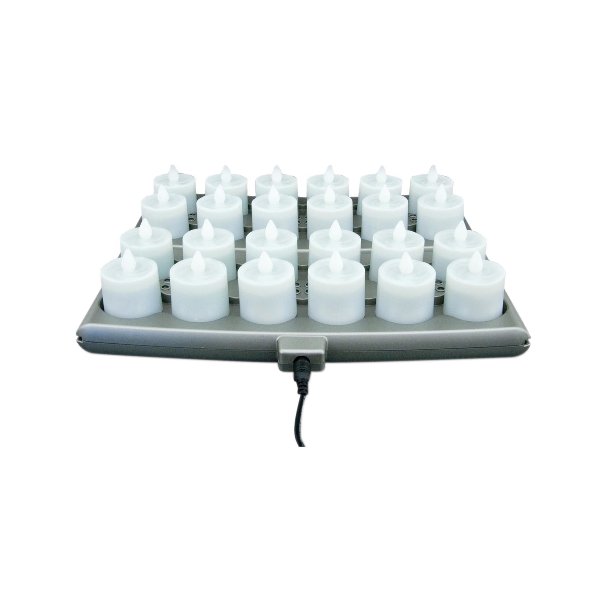 Hollowick Platinum Plus LED Rechargeable Amber Candle Set - 24 Piece Commercial Grade