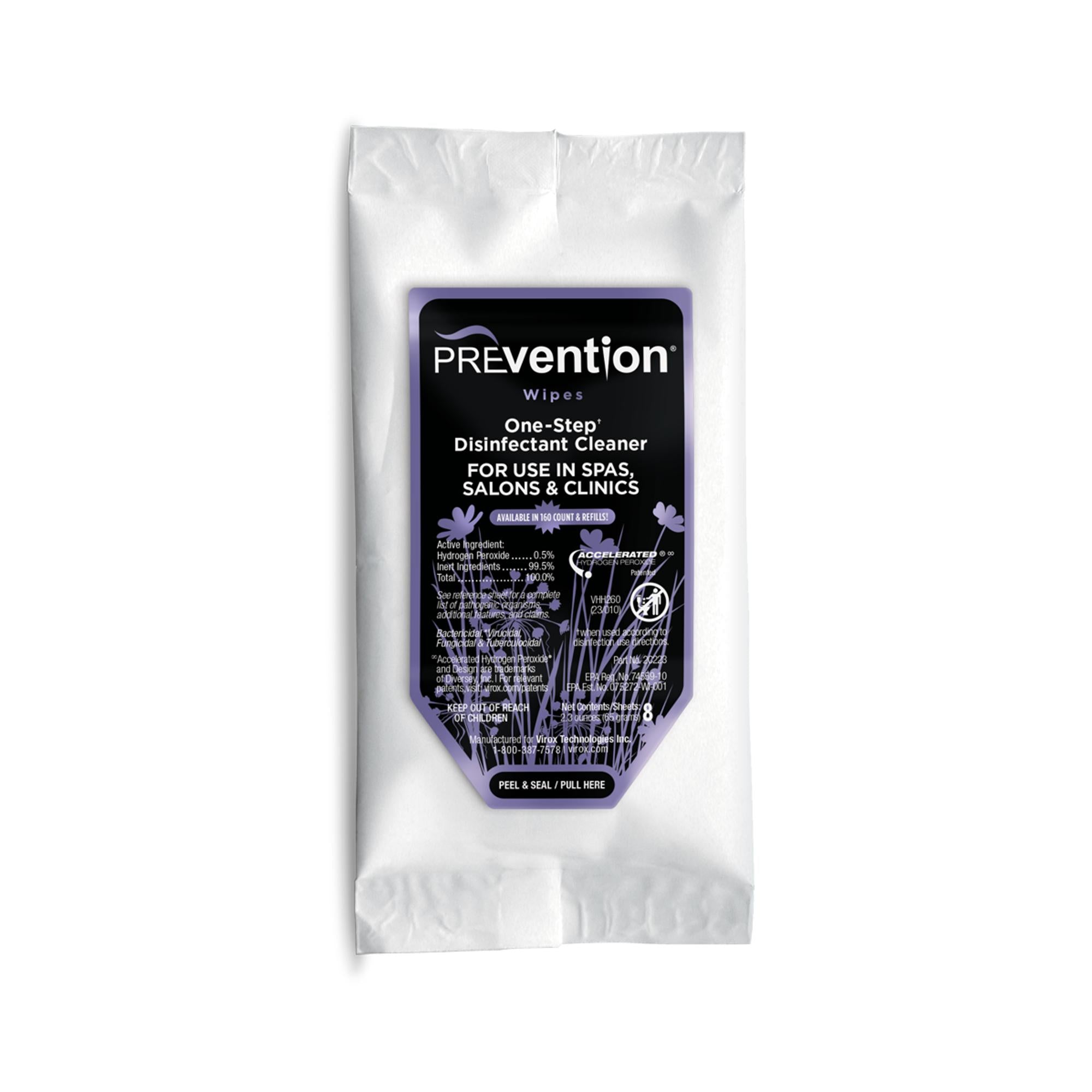Prevention One-Step Hospital-Grade Disinfectant Cleaner Wipes, Pack of 8
